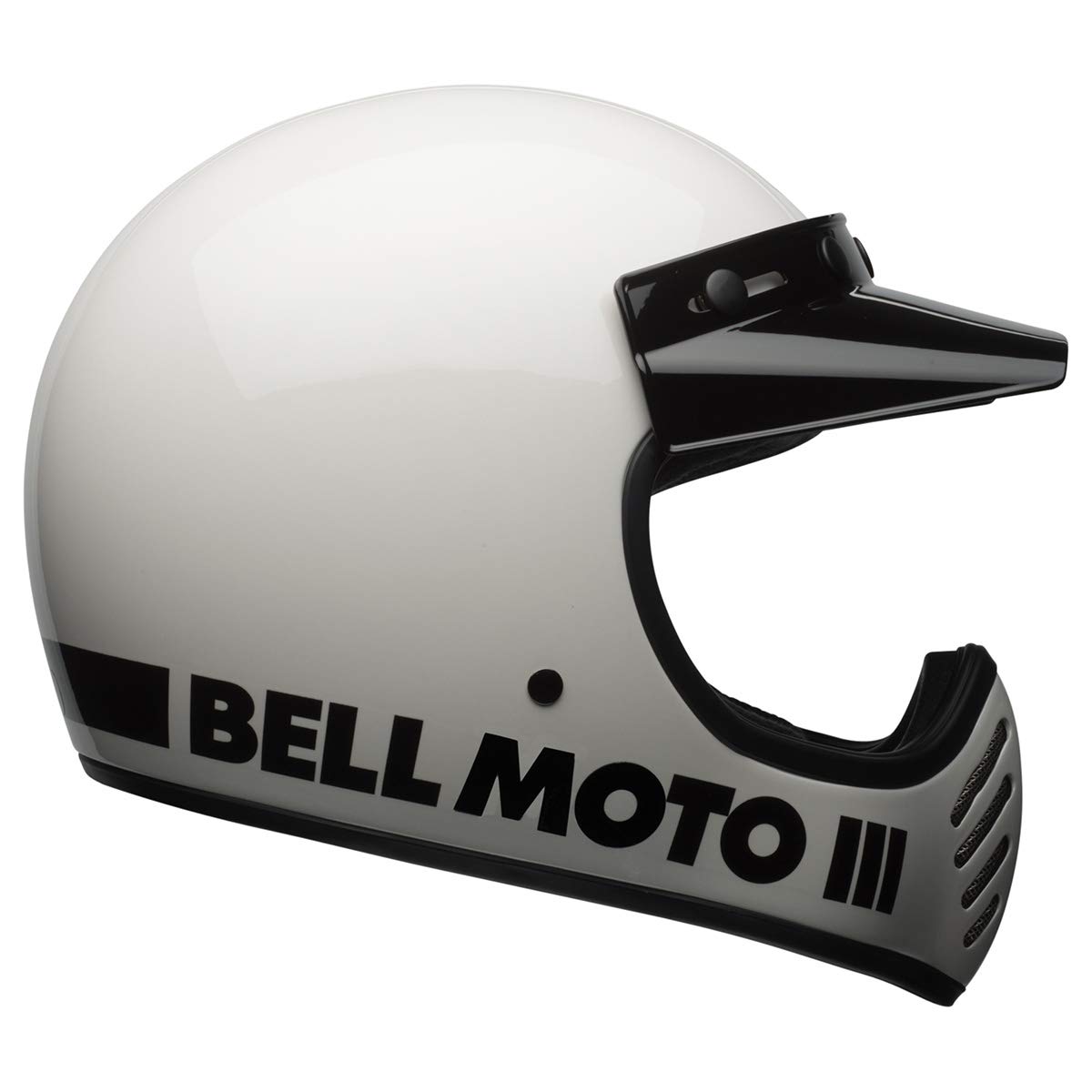 BELL Moto-3 Motorcycle Helmet - Gloss White Classic (Large Size) - DOT Certified for Street Riding, Vintage Style Cruiser & Cafe Racer Motorcycle Gear