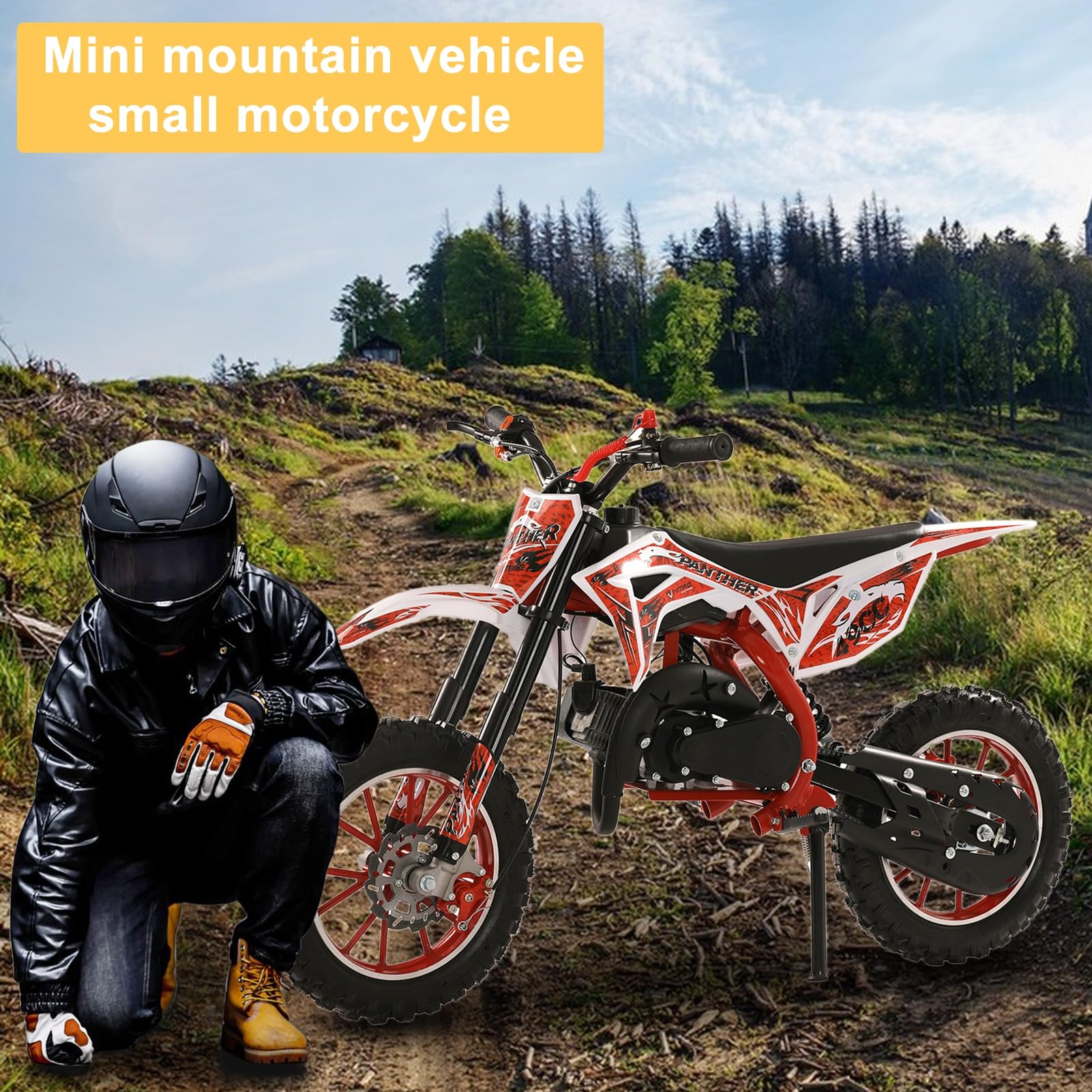 **49CC Kids Dirt Bike - Gas-Powered 2 Stroke Mini Motocross Bike for Boys & Girls Ages 13+ | 10