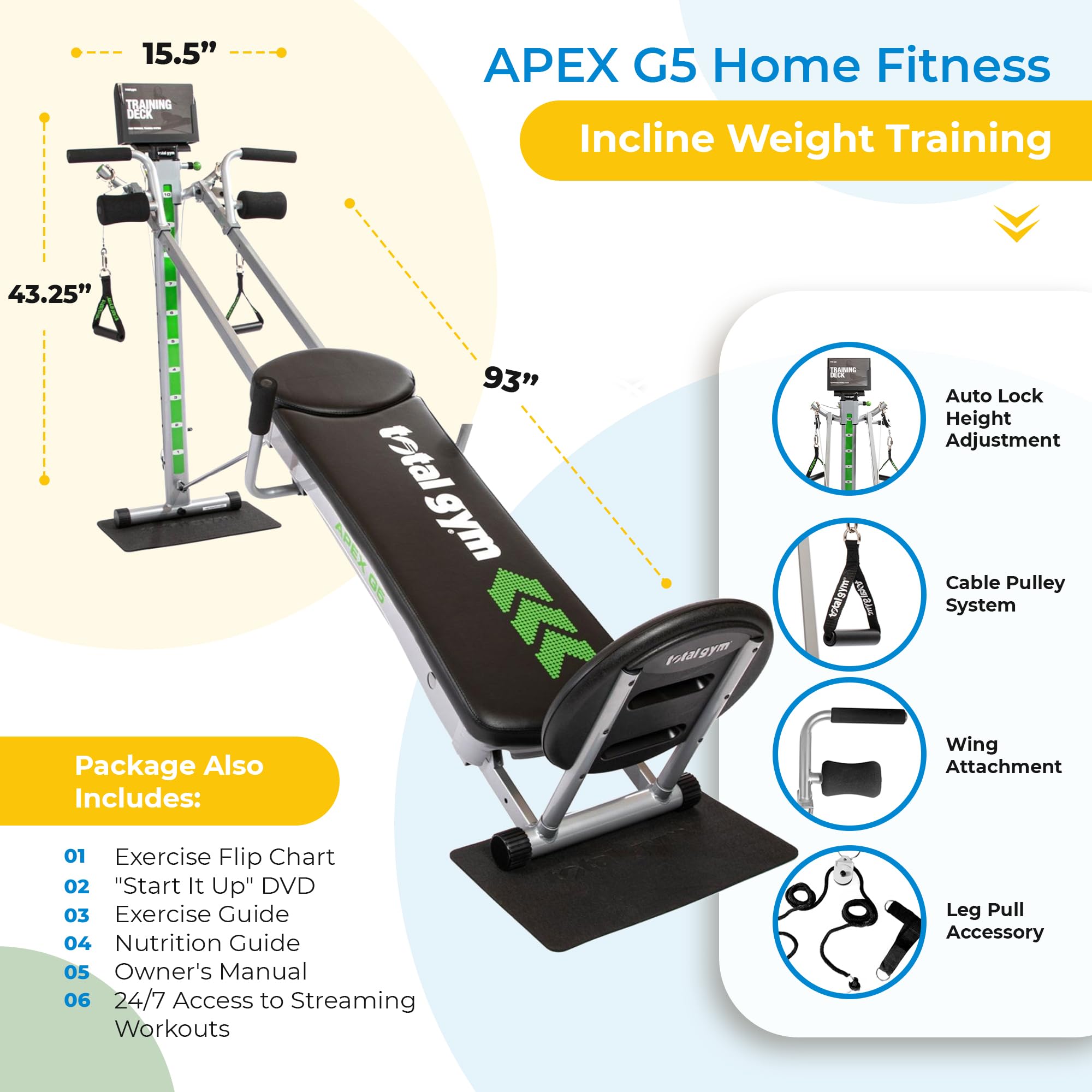 Total Gym APEX - Versatile Home Gym Equipment for Full Body Strength Training & Fitness - Perfect for Home Workouts, Weight Loss & Muscle Building
