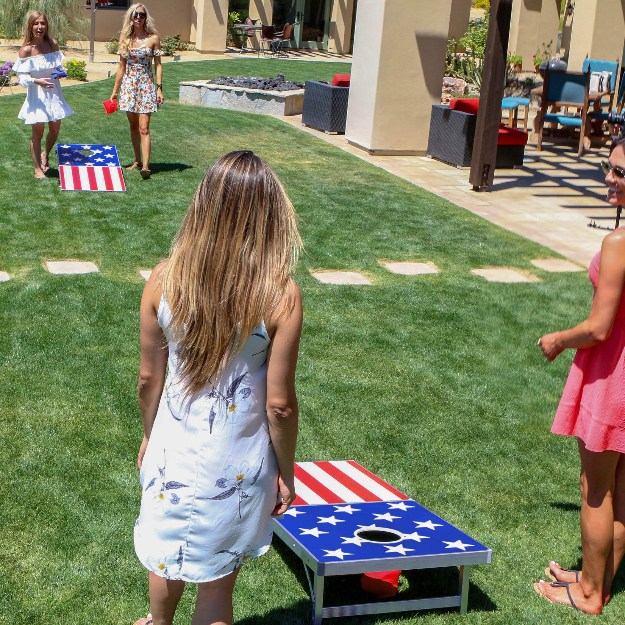 GoSports 4x2 ft Aluminum Cornhole Game Set with LED Lights or Standard - 2 Foldable Regulation Boards, 8 Bean Bags & Rules - Perfect for Backyard Parties, Tailgating & Outdoor Events