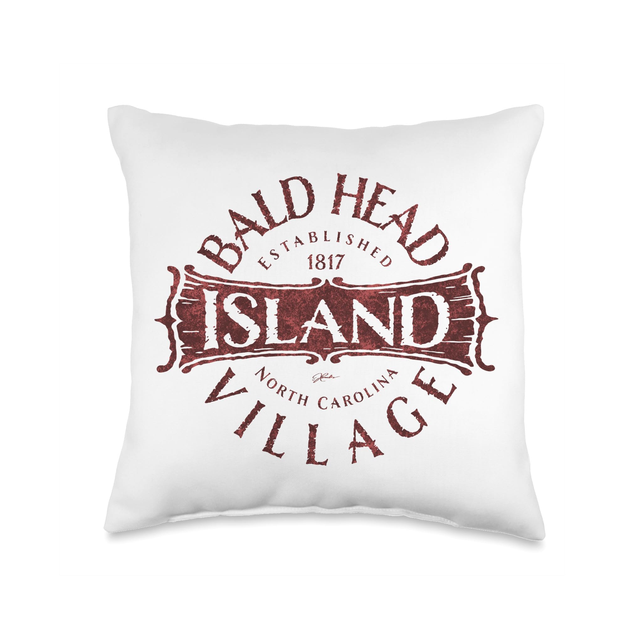 Bald Head Island North Carolina Throw Pillow - Coastal Decor Cushion for Sofa, Bed & Porch - Lighthouse & Beach Themed Home Accent