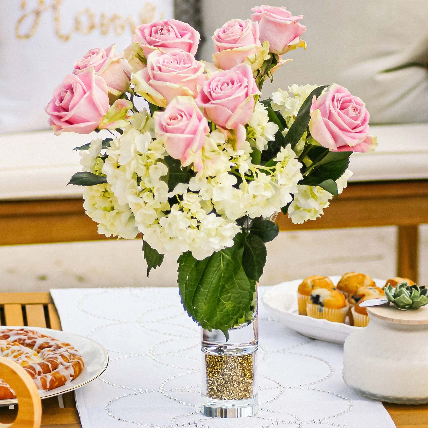 Sparkling Rhinestone Glass Vase - 6x11 Inches Elegant Flower Bouquet Holder for Candles, Centerpiece Decor, Wedding & Home Decor - Gift Box Included
