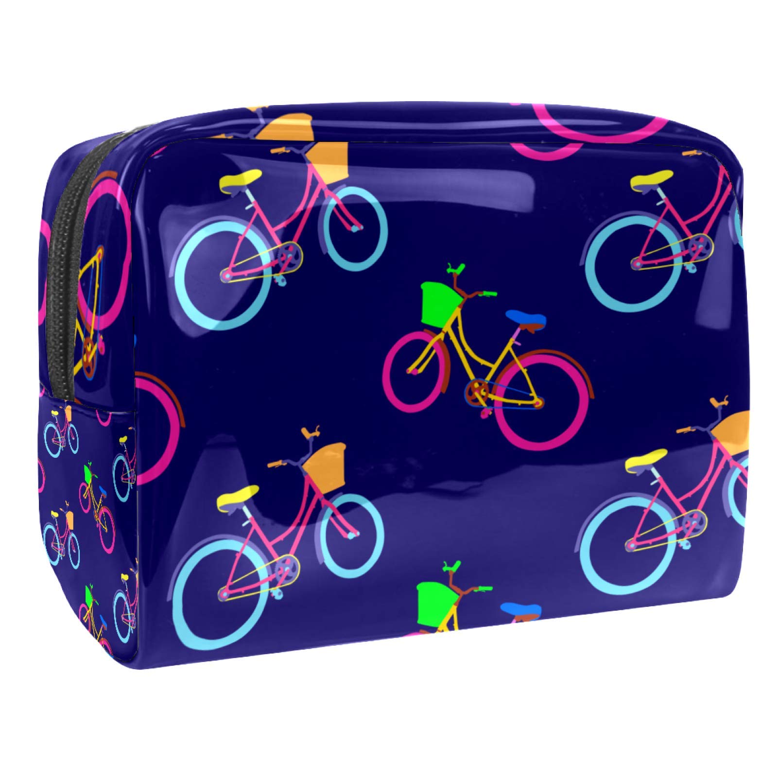 Women's Waterproof Cosmetic Bag - Bicycle Pattern Travel Toiletry Organizer for Makeup & Travel