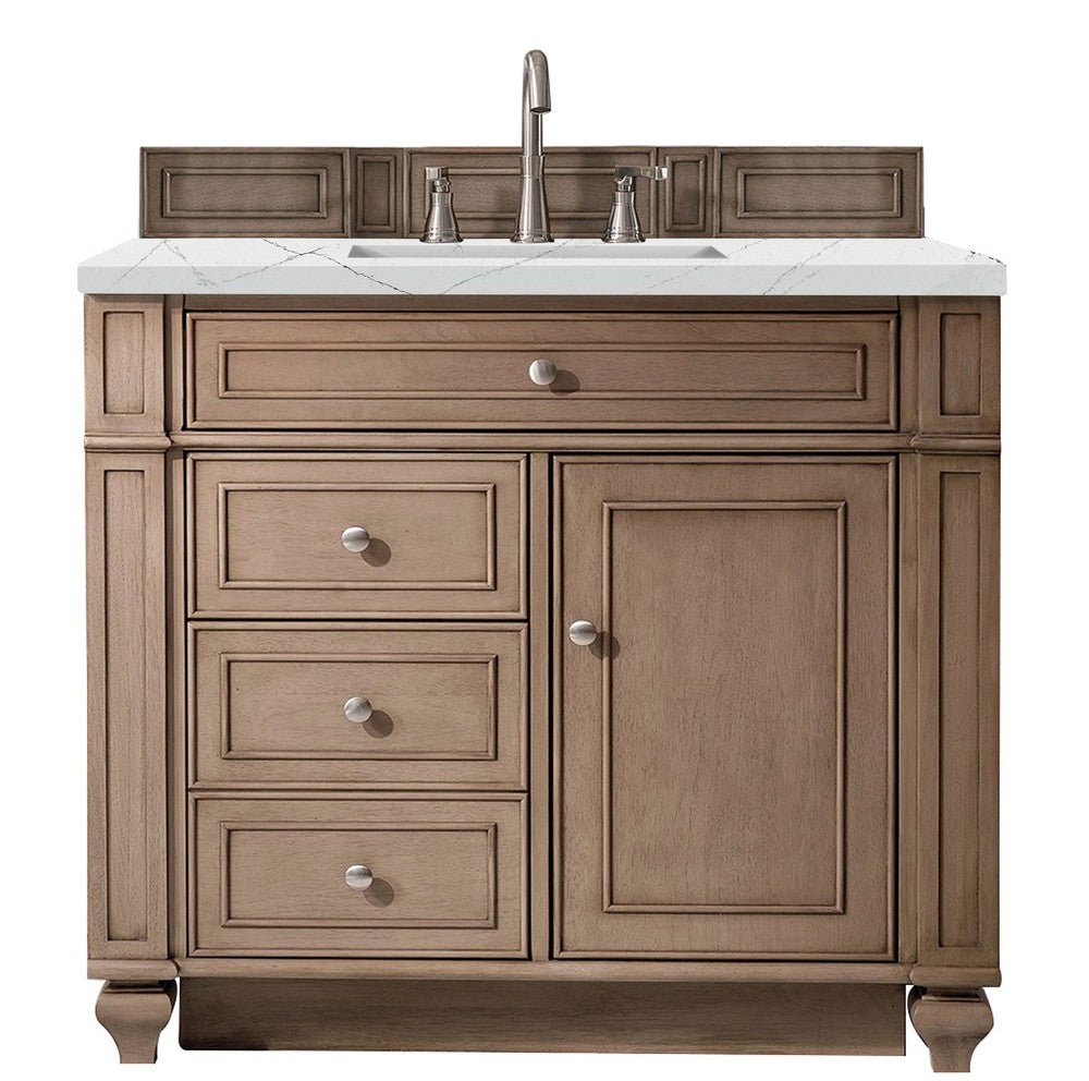 James Martin Vanities Bristol Collection 36 Inch Single Bathroom Vanity in Whitewashed Walnut with Countertop Options - Perfect for Modern Bathroom Renovations and Home Upgrades