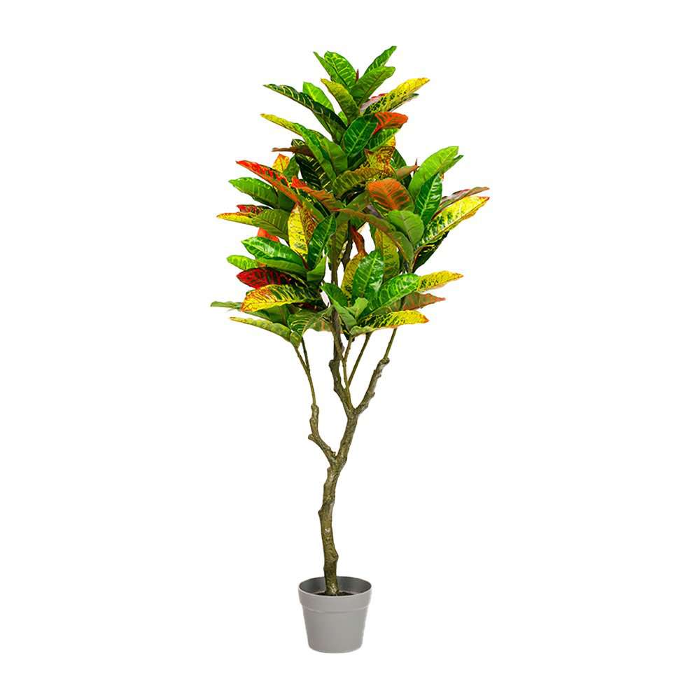 125cm Faux Artificial Codiaeum Variegatum Plant - Realistic Potted Croton Houseplant for Home Decor, Office, Living Room & Indoor Greenery
