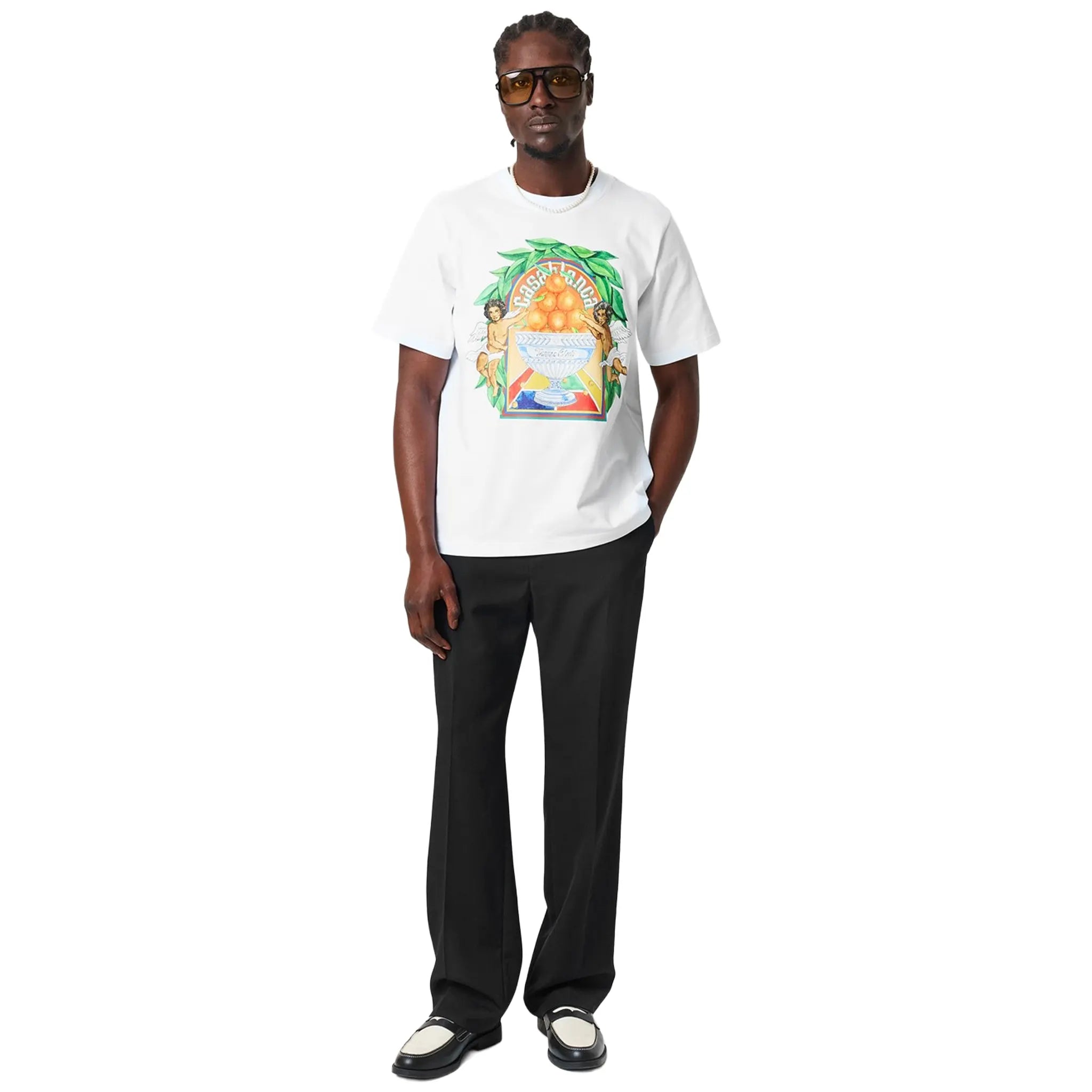 Casablanca Casa Triomphe White T-Shirt for Men - Premium Cotton Crew Neck Tee - Perfect for Casual Wear, Street Style & Everyday Outfits