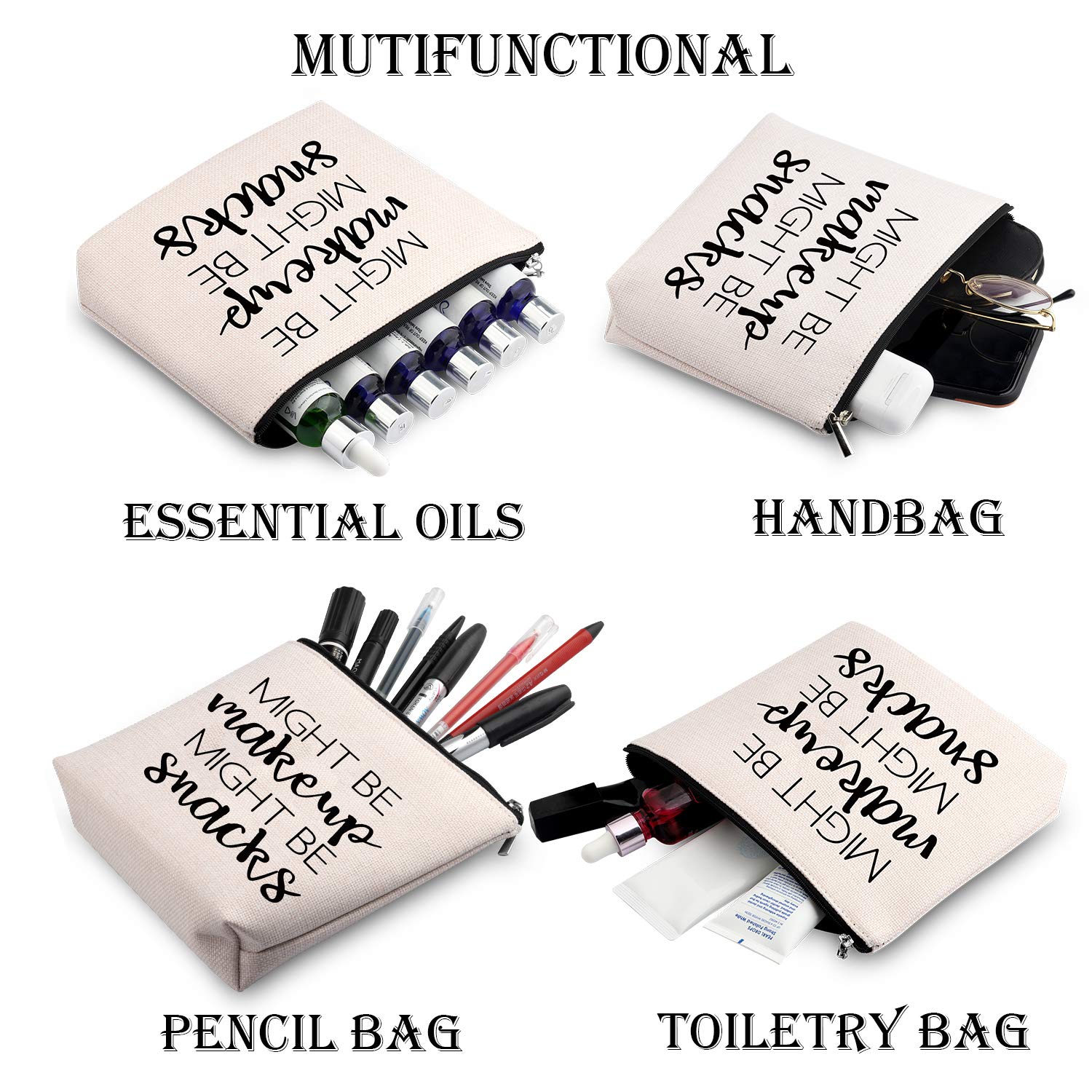 Stylish Novelty Makeup Bag with Zipper - Travel Cosmetic Organizer for Women | Perfect Gift for Makeup & Snacks Lovers | Compact Pouch for Daily Use, Travel & Storage | Talk Less Smile More Design