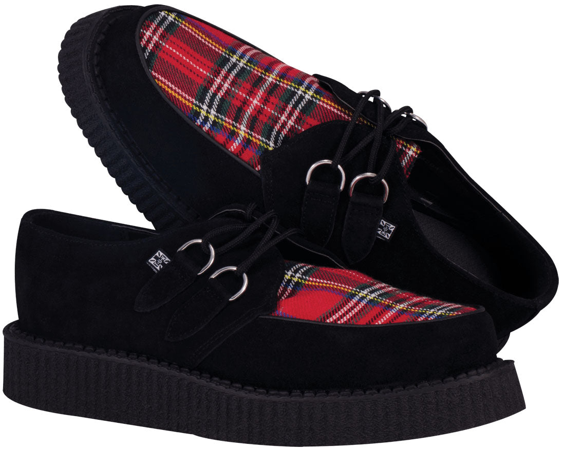 T.U.K Black & Tartan Rotten Low Creeper Shoes - Punk Rock Gothic Platform Sneakers for Women & Men | Perfect for Concerts, Nightclubs and Alternative Fashion Outfits
