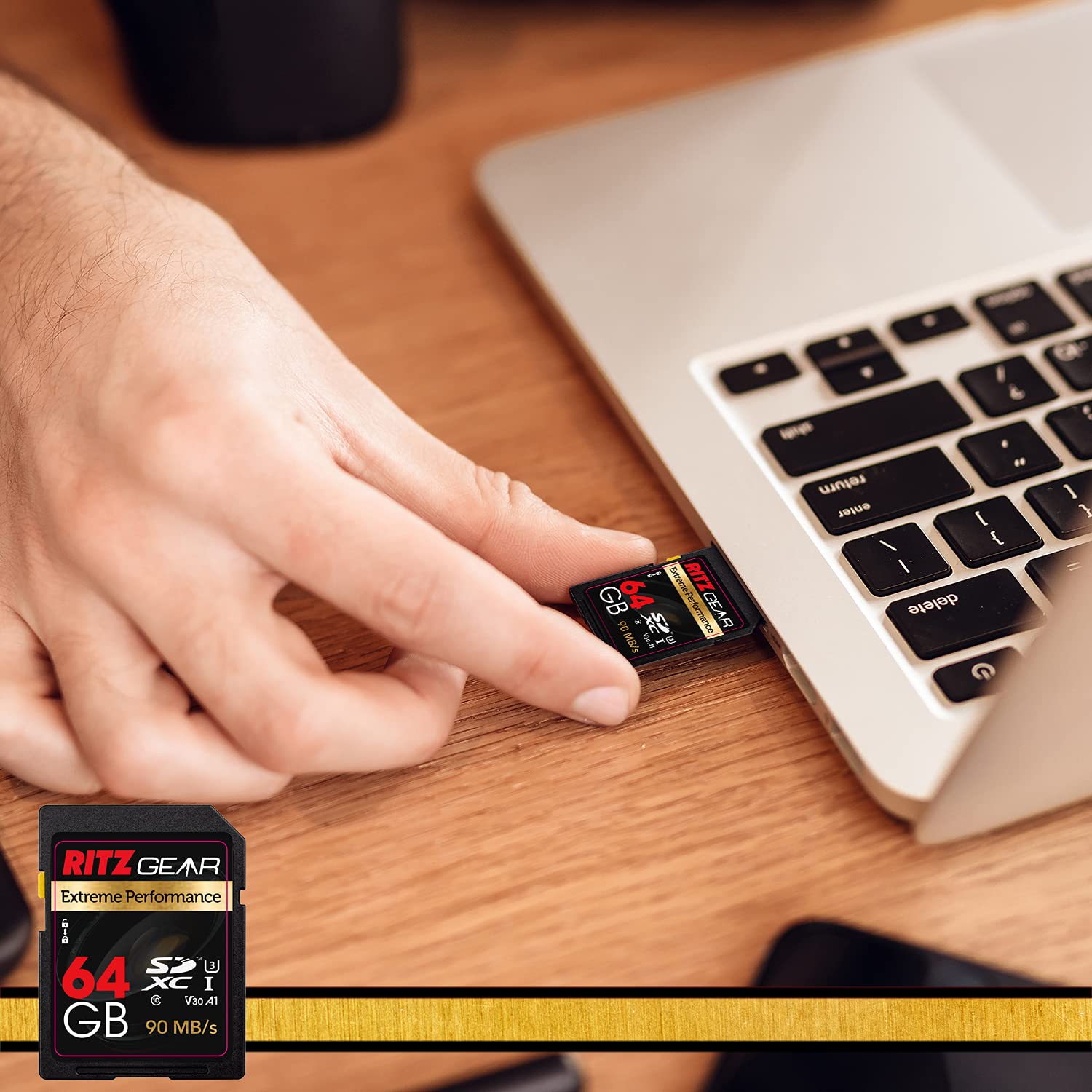 Ritz Gear 64GB V60 4K U3 SDXC Memory Cards 10-Pack with High-Speed Card Reader & 12-Slot Memory Card Case - Perfect for DSLR Cameras, Drones, and Action Cameras