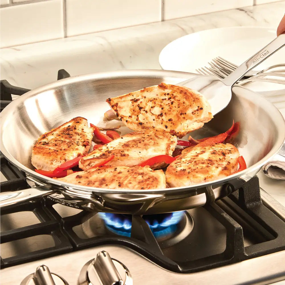 All-Clad D5 Stainless Steel 12-Inch Fry Pan Skillet - Professional Grade Cookware for Searing, Sautéing & Frying - Induction Compatible, Oven & Broiler Safe to 600°F - Perfect for Home Chefs & Professional Kitchens