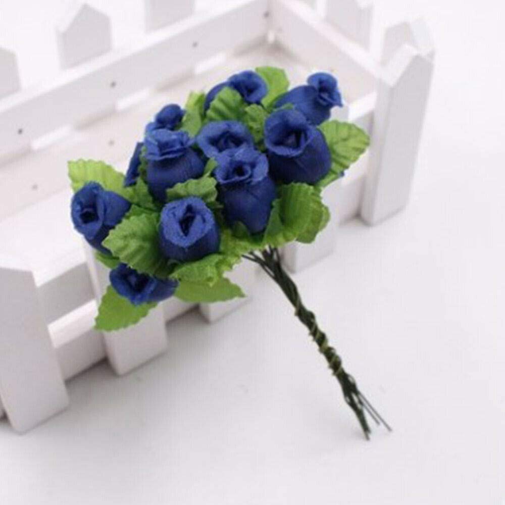 144 Pcs Miniature Silk Rose Flowers for DIY Scrapbooking, Crafts, Bouquets - Royal Blue Handmade Polyester Roses for Valentine's Day, Anniversary, Wedding Decorations & Party Favors - Perfect for Card Making, Gift Wrapping, Home Decor and Event Centerpieces