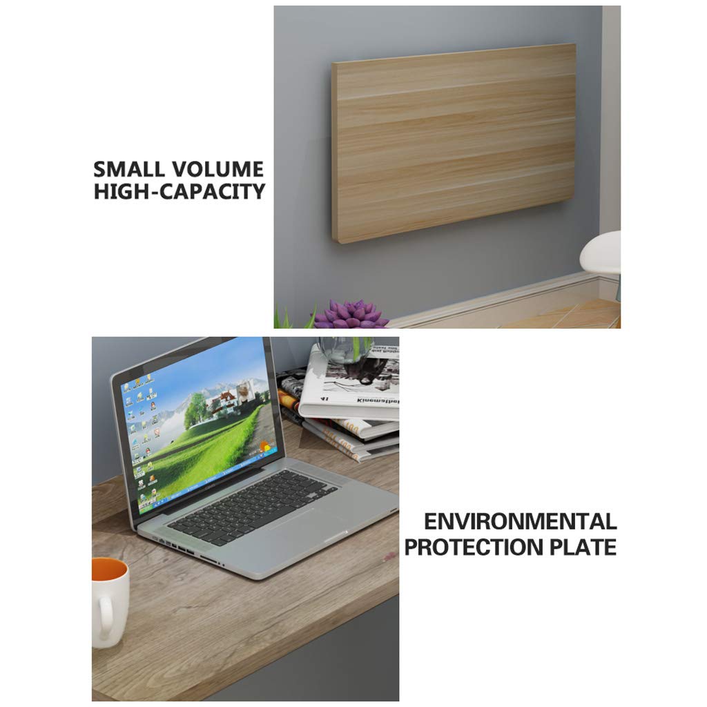 Wall Mounted Floating Folding Table - Drop Leaf Dining Table | Space-Saving Small Particleboard Desk for Office, Home & Kitchen (60cm-120cm Adjustable) in Light Walnut/Black/White/White Maple/Teak | Perfect for Small Apartments, Breakfast Nooks & Home Offices