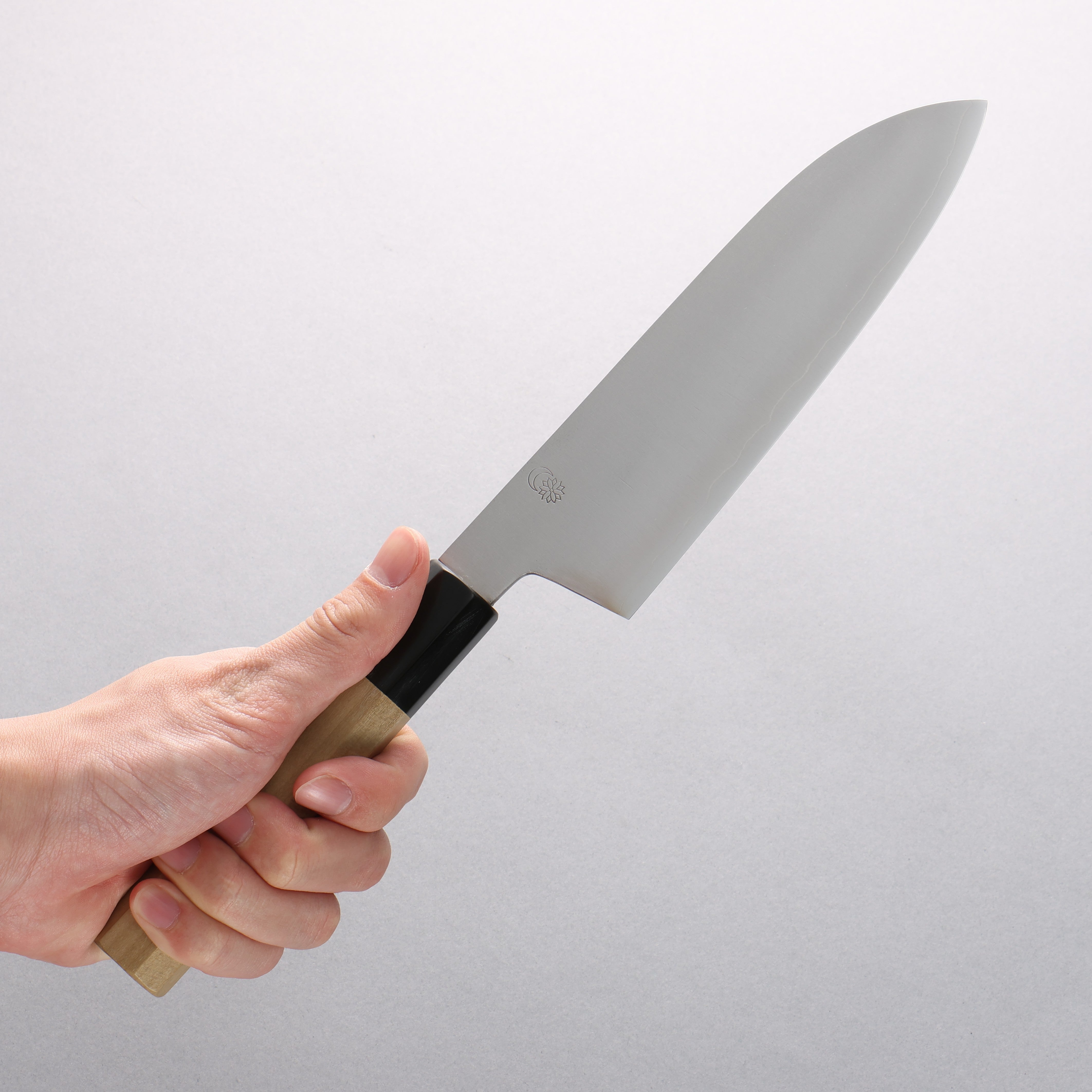 Premium Kikuzuki Silver Steel No.3 Santoku Knife 180mm with Magnolia Wood Handle - Japanese Kitchen Knife for Slicing, Dicing & Chopping Vegetables, Fruits & Meat