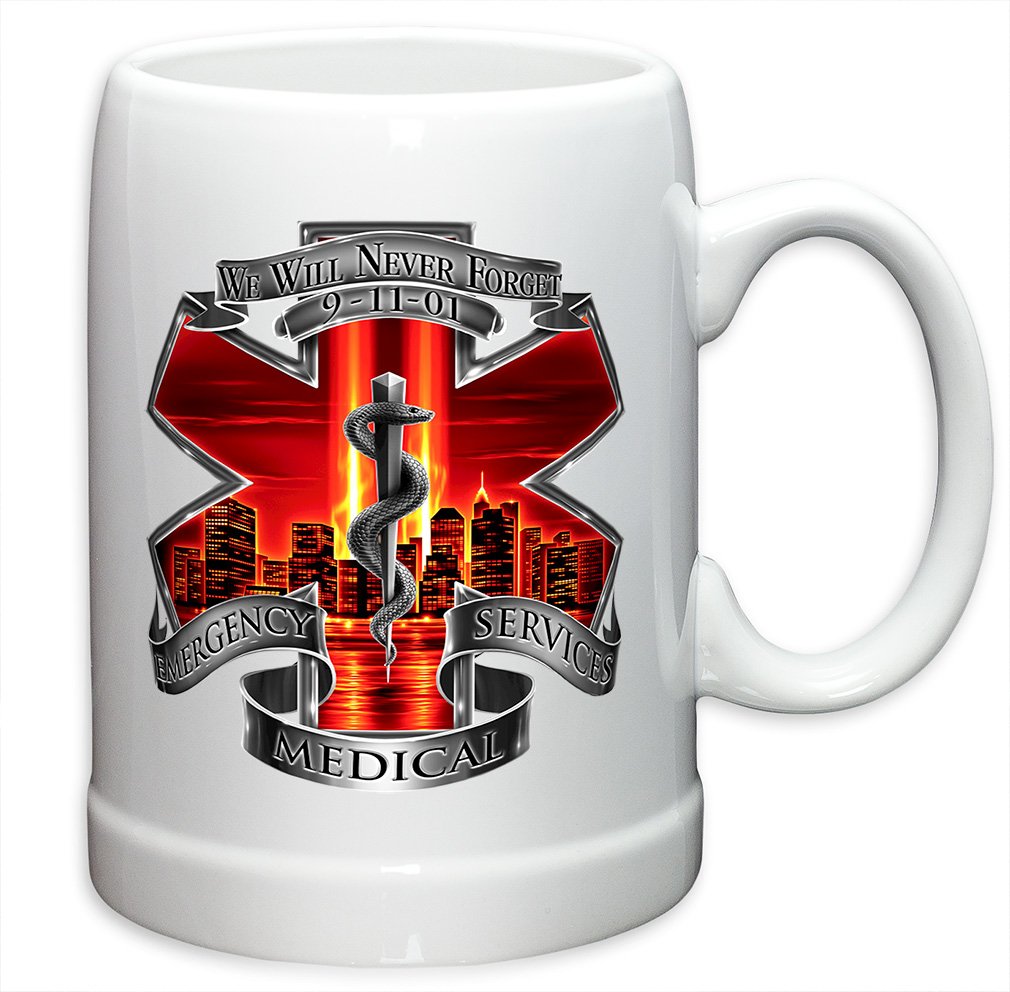 Premium German Beer Stein Set of 24 (20oz) - EMT Paramedic Gift with Logo for Men & Women - High-Quality Stoneware Tribute Mug for EMS Professionals | Perfect for Parties, Gifts & First Responder Appreciation