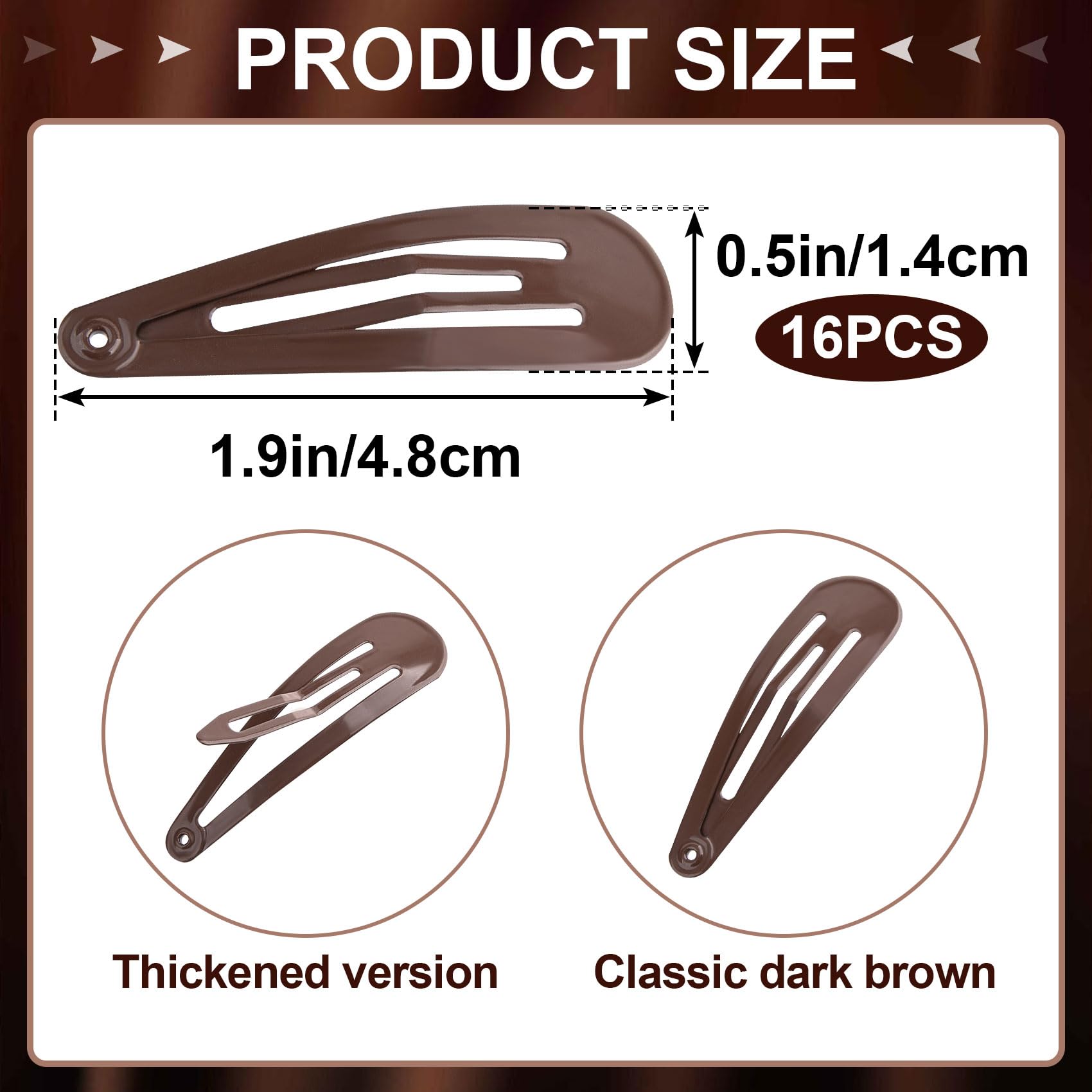 PAGOW 16Pcs Brown Snap Hair Clips for Women - 2