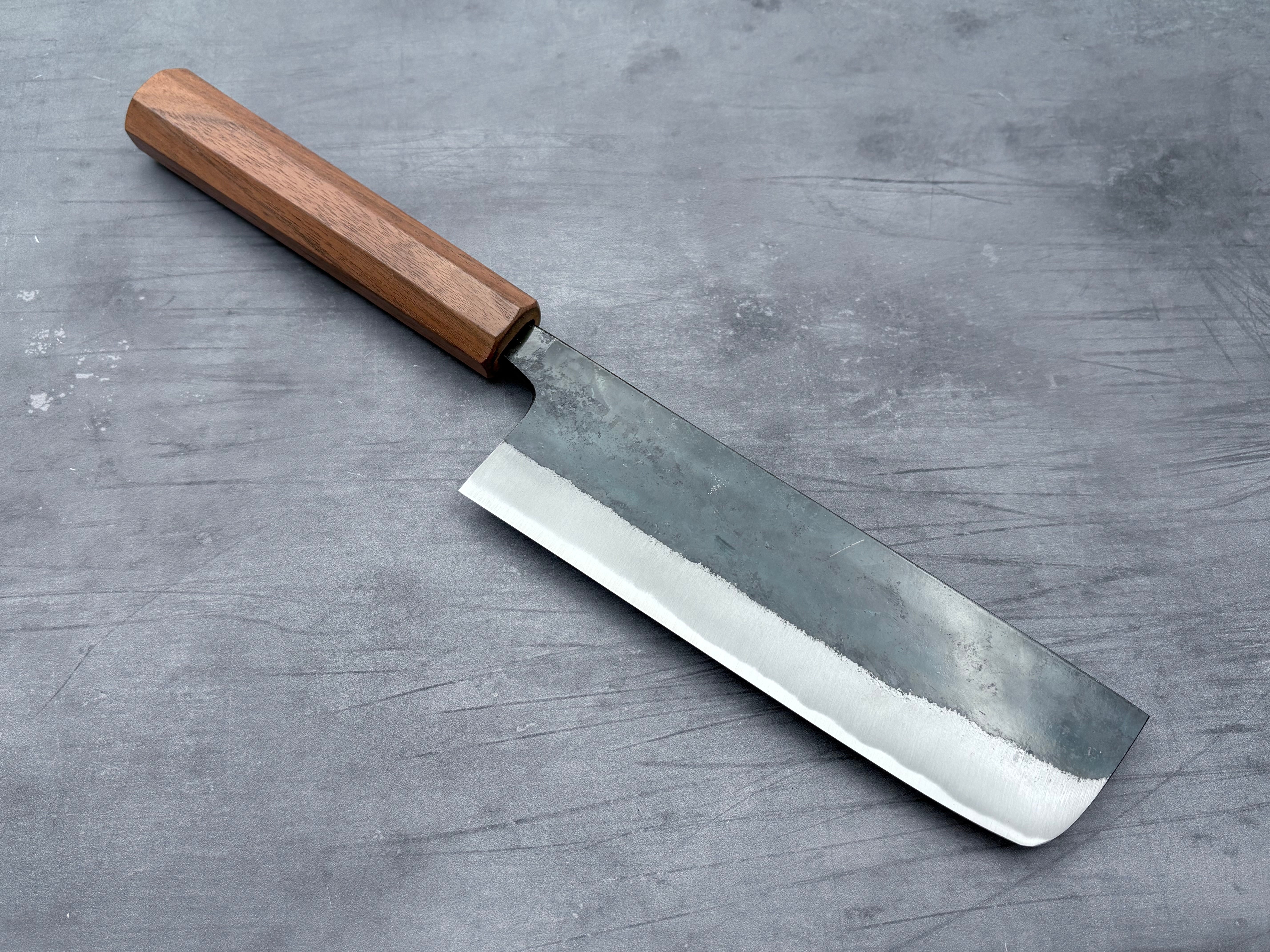 Premium Japanese Nakiri Knife - Blue #1 Steel Blade for Professional Chefs & Home Cooking - Perfect for Slicing Vegetables, Herbs & Sushi Prep