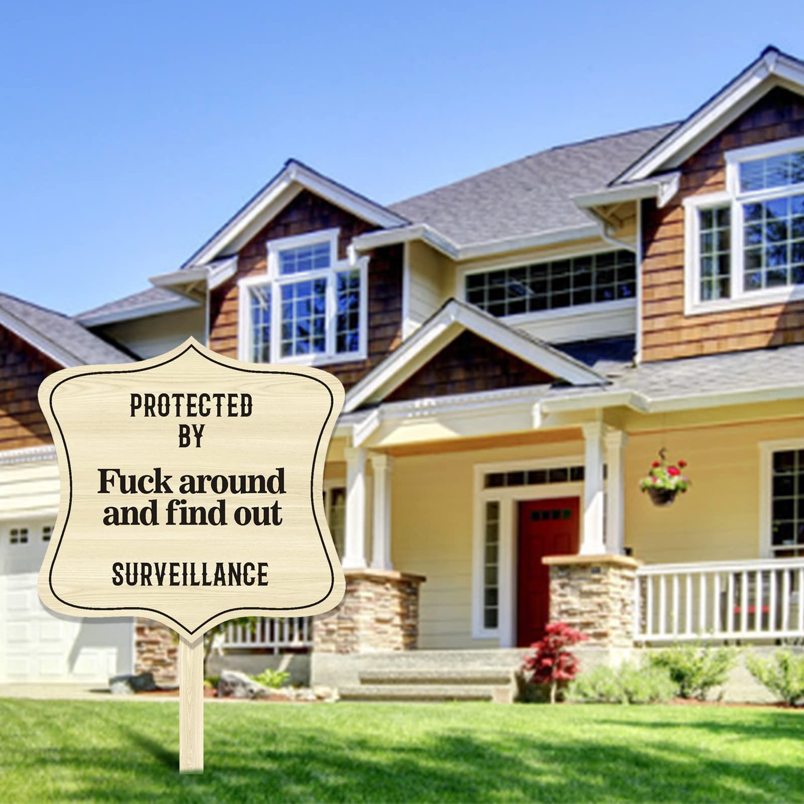 FAFO Yard Sign - 'Protected by Sign Fuck Around and Find Out' Home Security Warning Sign (Design C) | Deter Trespassers & Protect Property | Perfect for Front Yards, Driveways & Home Security