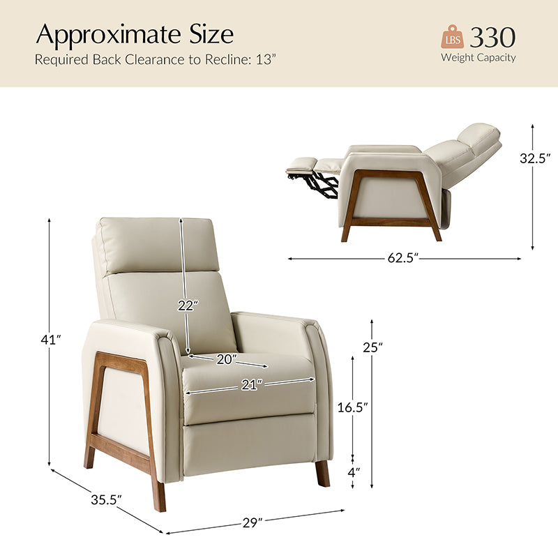 Linzy Genuine Leather Power Recliner Chair - Electric Lift Reclining Sofa for Living Room, Home Theater & Office Comfort (Brown)