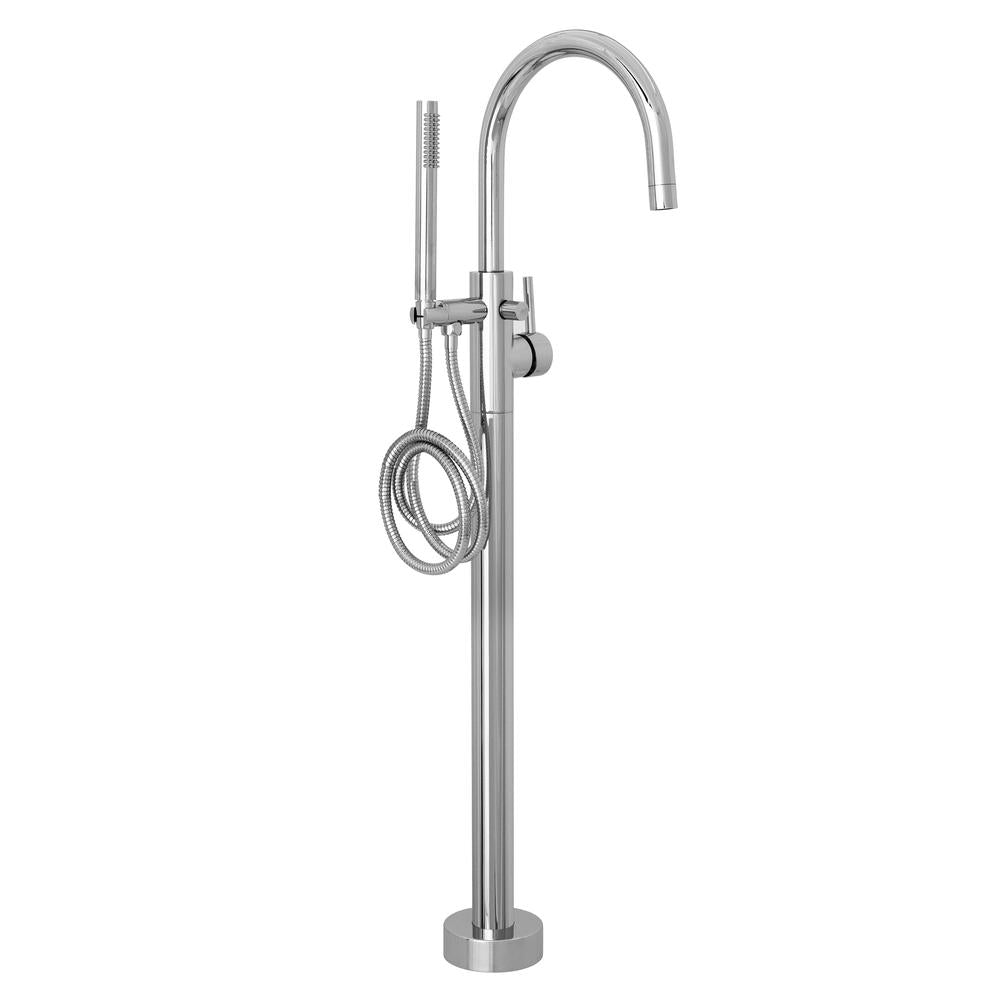 ZLINE Emerald Bay Bathtub Filler with Hand Shower in Chrome - High Arc Roman Tub Faucet with Diverter Valve for Spa-Like Bathing Experience (EMBY BTF CH)
