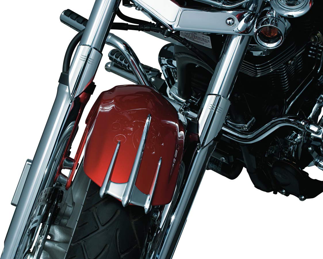 Kuryakyn 7340 Motorcycle Triceptor Front Fender Tip - Chrome & Black Accent Accessory for Harley, Honda, Yamaha - Enhances Bike Style & Protection