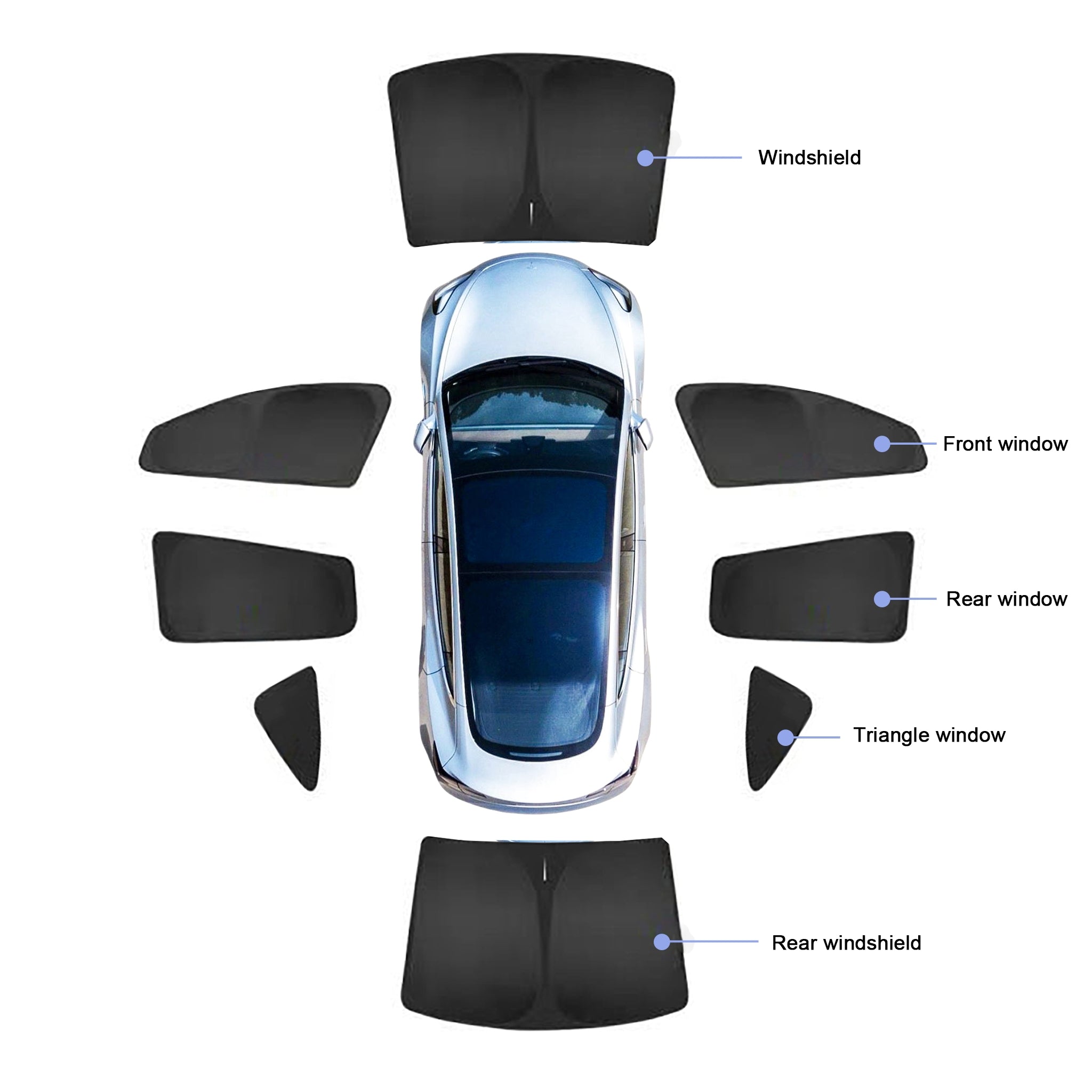 Tesla Model Y / 3 Side Window Sunshades (2017-2025) - UV Protection & Privacy Shield for Car Windows | Perfect for Road Trips & Parking in Direct Sunlight