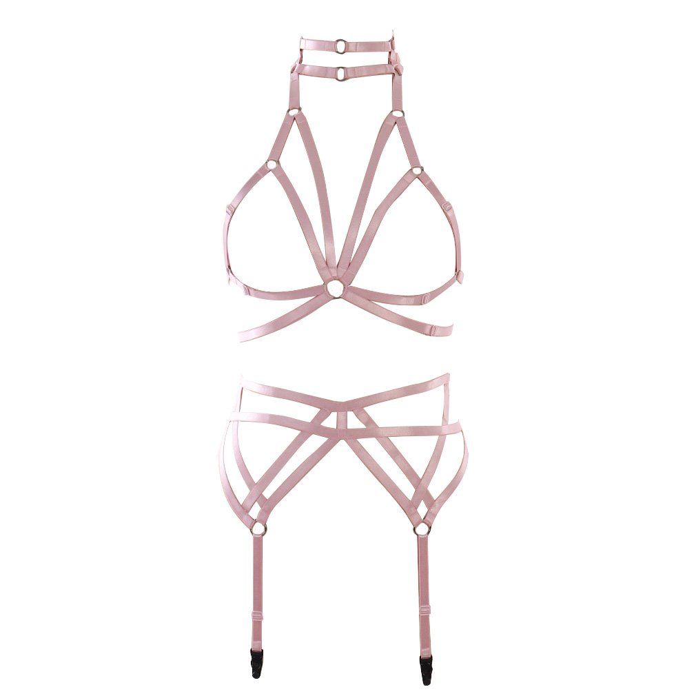 Sexy Punk Strappy Body Harness & Garter Set - Gothic Cage Bra for Women | Perfect for Nightclubs, Music Festivals & Edgy Fashion Photos