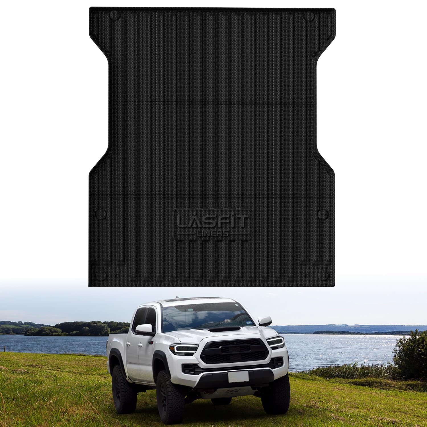 LASFIT All-Weather TPE Bed Mat for 2024-2025 Toyota Tacoma 5ft Truck - Heavy Duty Rubber Cargo Liner & Trunk Protector - Perfect for Camping, Hauling, and Off-Road Adventures (Black)