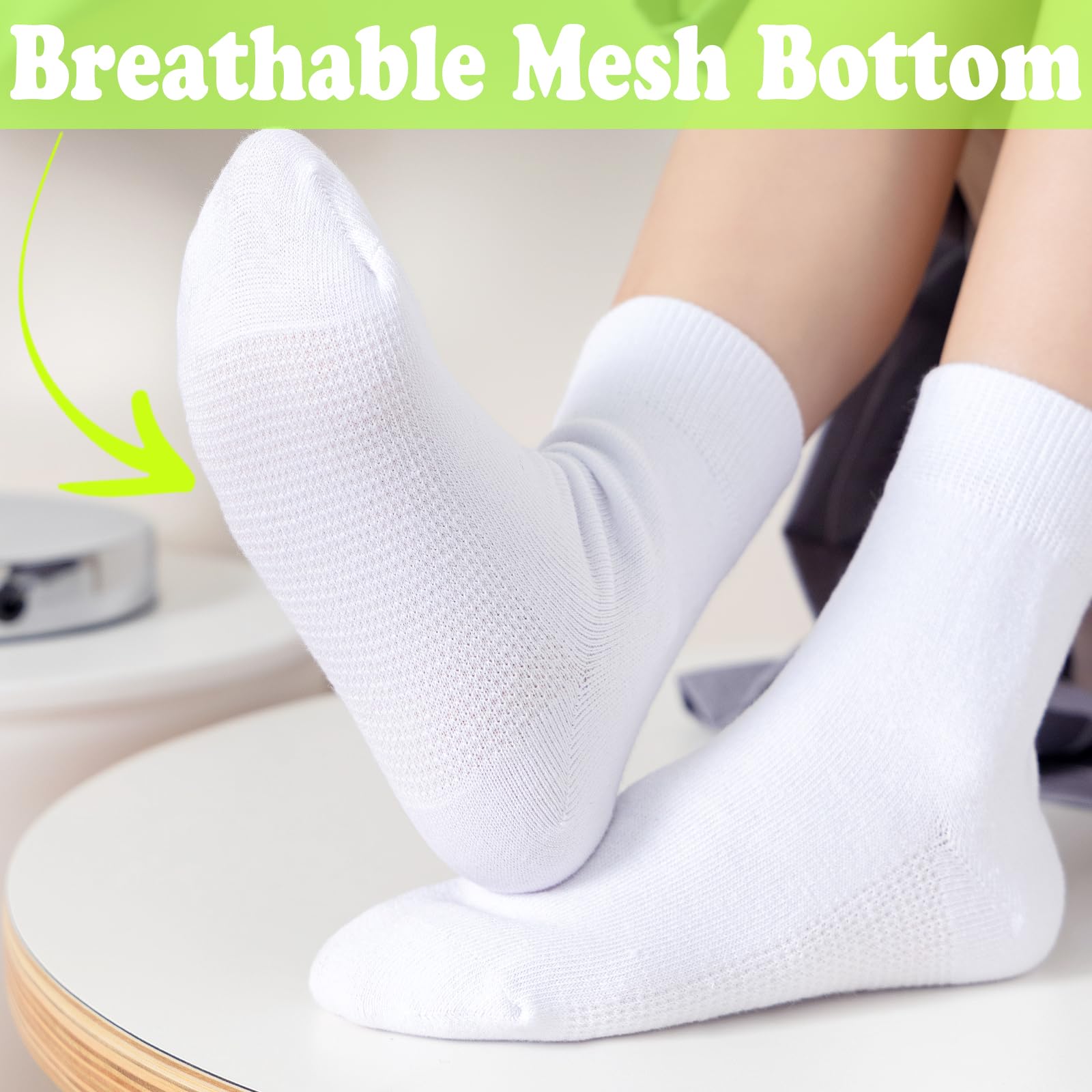 **Boys & Girls Seamless Cotton Crew Socks - 6 Pairs Pack - Soft School & Dress Socks for Kids - Perfect for School Uniforms, Daily Wear & Special Occasions**