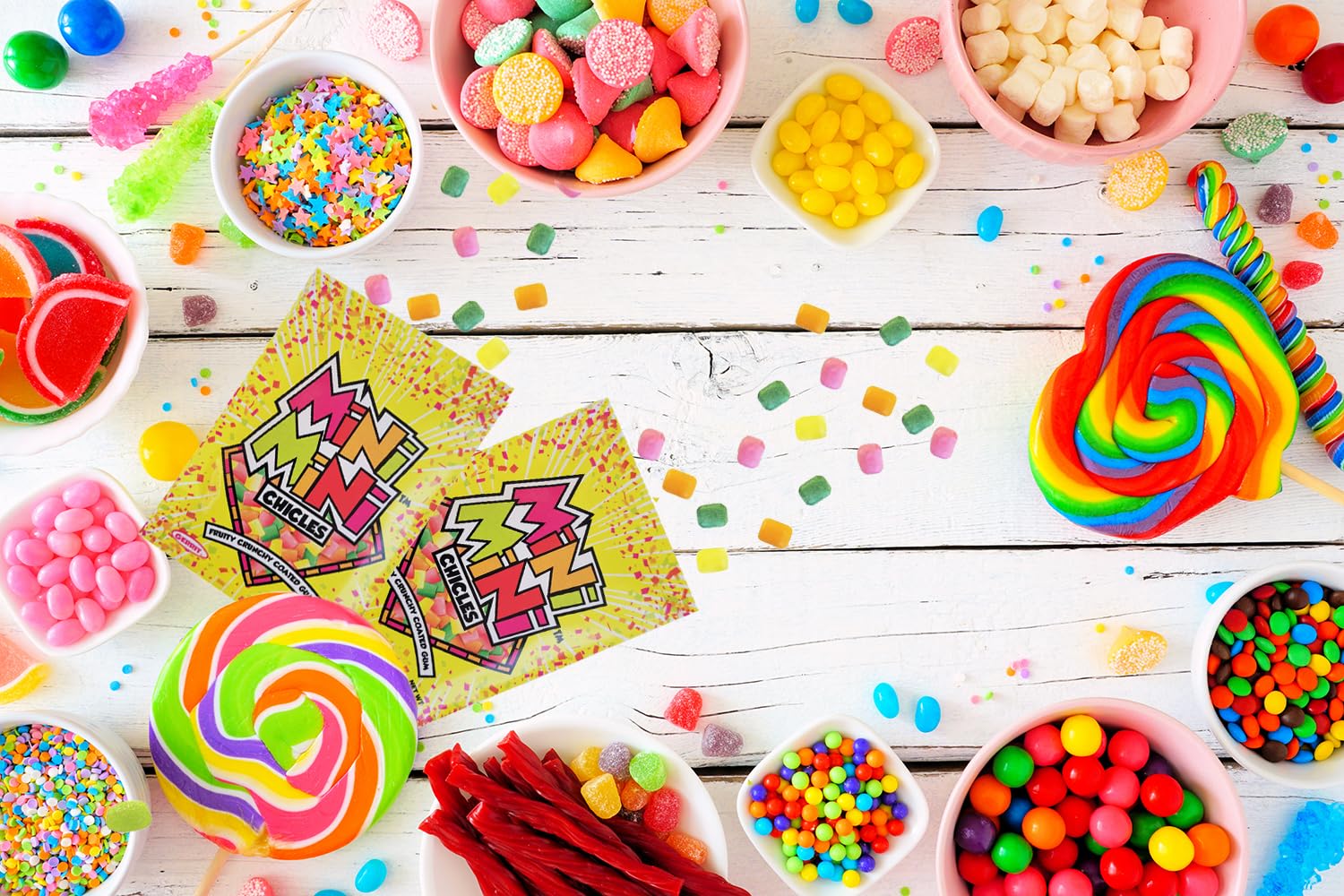 Fruidles Mixed Fruit Flavors Mini Chiclets Gum - Square Chicle Gum Tabs, Crunchy Candy Coated Chewing Gum (12-Pack) | Gluten-Free, Party Favors, Candy Buffet Treats, Office Snacks & Travel Bites