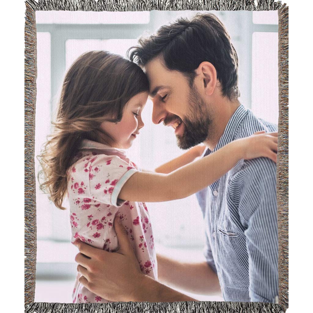 **Personalized Photo Blanket - Custom Woven Throw with Your Picture - 100% Soft Cotton - 50