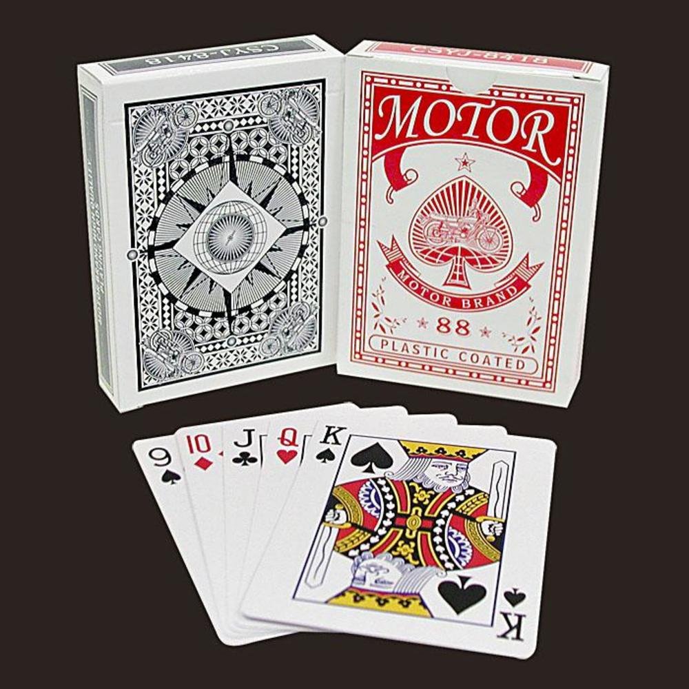 Motor Themed Playing Cards - 52 Card Deck with Unique Vehicle Designs, Red Color - Perfect for Poker, Blackjack, and Game Nights
