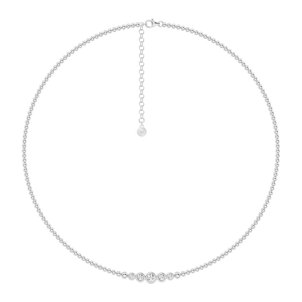 Lab Grown Diamond 5-Stone Beaded Necklace for Women - Elegant & Sustainable Jewelry for Weddings, Parties & Everyday Wear