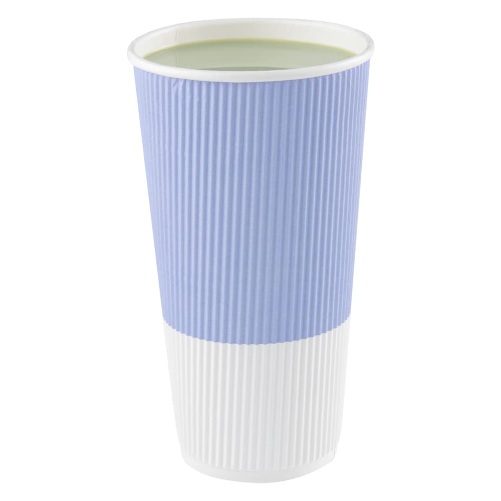 20oz Insulated Double Wall Corrugated Coffee Cups - 250 Pack Light Purple Ripple Paper Cups with Secure Grip | Eco-Friendly Restaurantware | Perfect for Coffee Shops, Cafés & Office Break Rooms