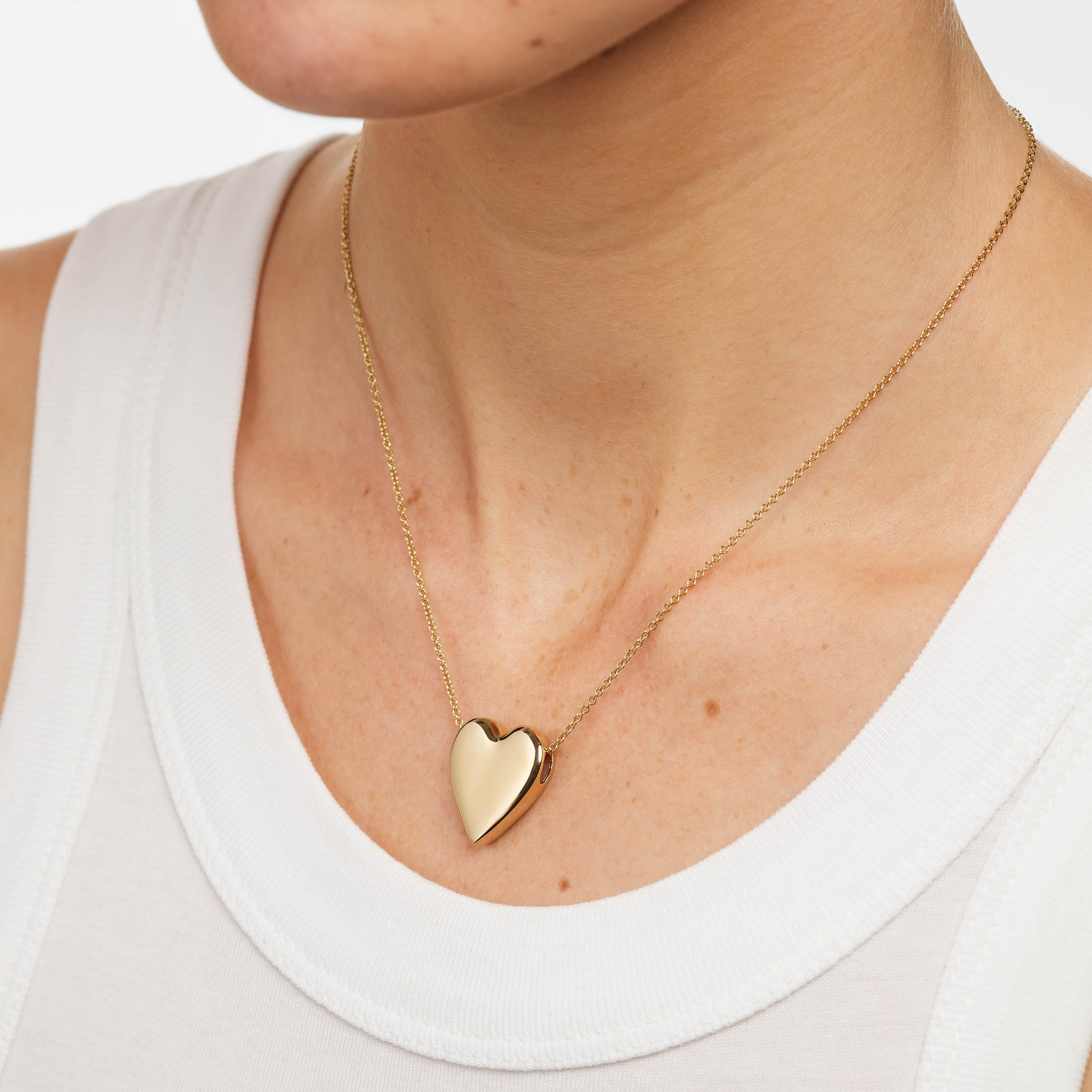 Gold Puff Heart Necklace - Elegant & Dainty Jewelry for Women, Perfect for Valentine's Day Gifts, Anniversary Presents & Everyday Wear