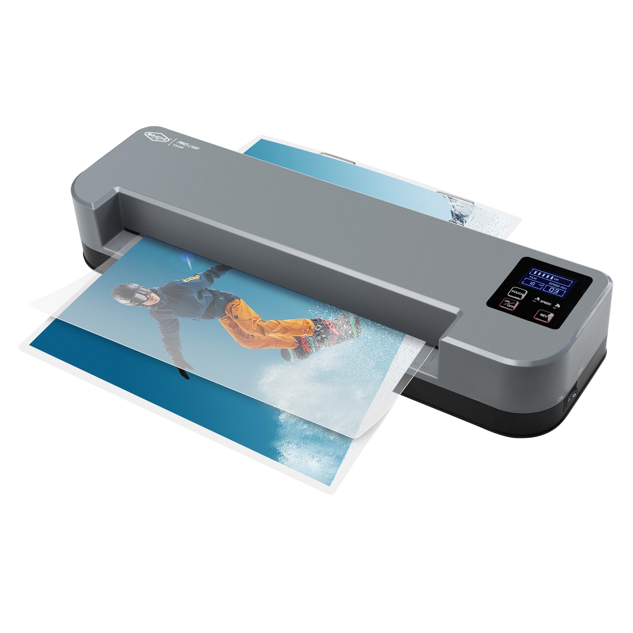 SINCHI 4-Roller Commercial Laminator Machine with LCD Display - 3-10 Mil Thickness, 55-Second Warm-up, 43 inches/Min Speed - 13-inch Thermal Laminating for Office, School, Home Use - Perfect for Documents, Photos, ID Cards & Craft Projects