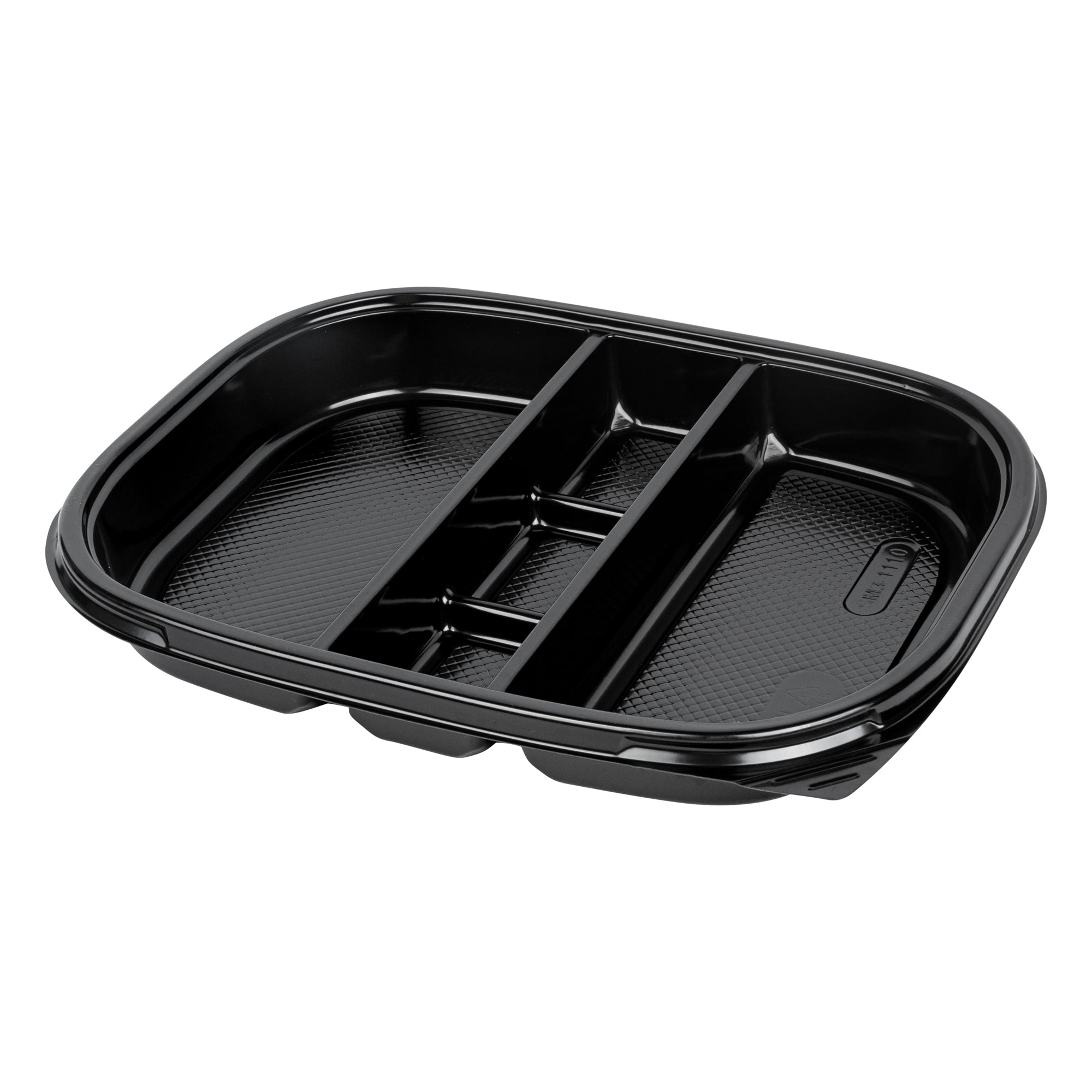 Bento Tek 51 oz Black Plastic Bento Box with 5 Compartments - 12.25
