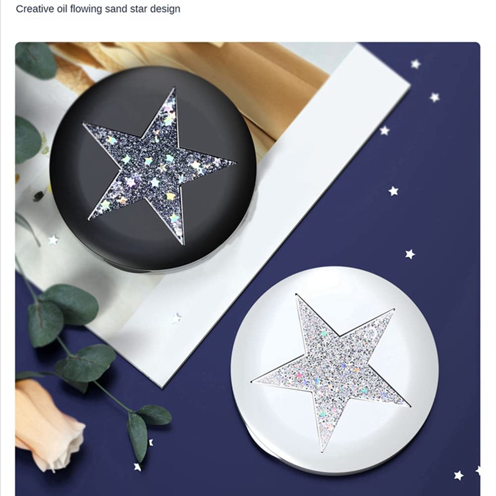 Portable Double-Sided Foldable Cosmetic Mirror with Stars - Compact Makeup Mirror for Women, Travel & Home Use, Perfect Gift (White)