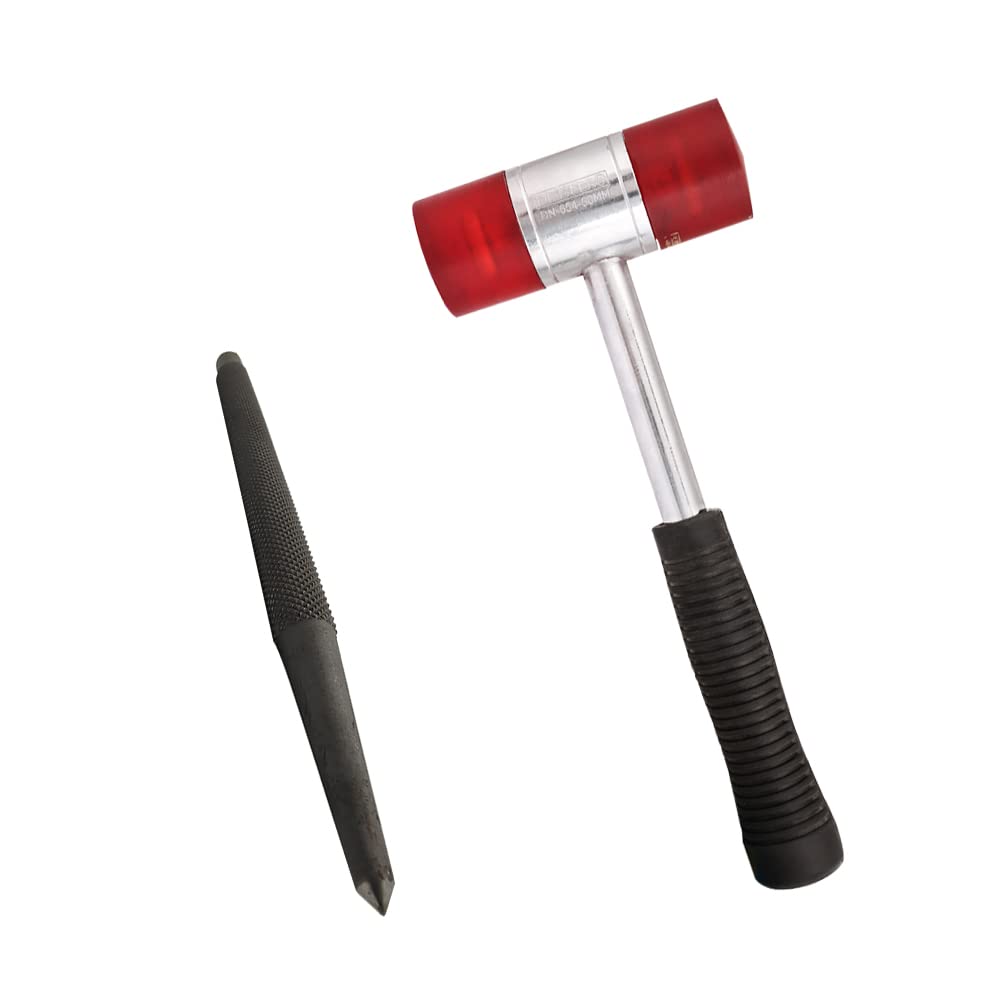 Soft Face Hammer with Handle & 11984 (100mm) Center Punch Drift Punch (Grey) Combo Set - Perfect for Automotive, Metalworking, and DIY Home Repair Projects
