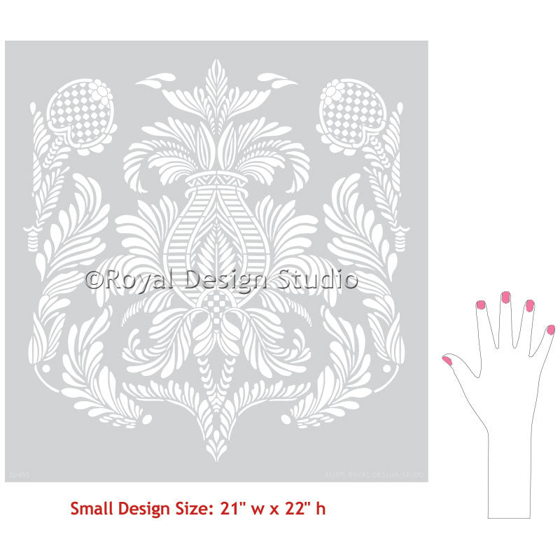 Isle of Palms Damask Wall Stencil - Reusable DIY Painting Template for Home Decor, Accent Walls, and Furniture - Perfect for Bedrooms, Living Rooms, and Craft Projects