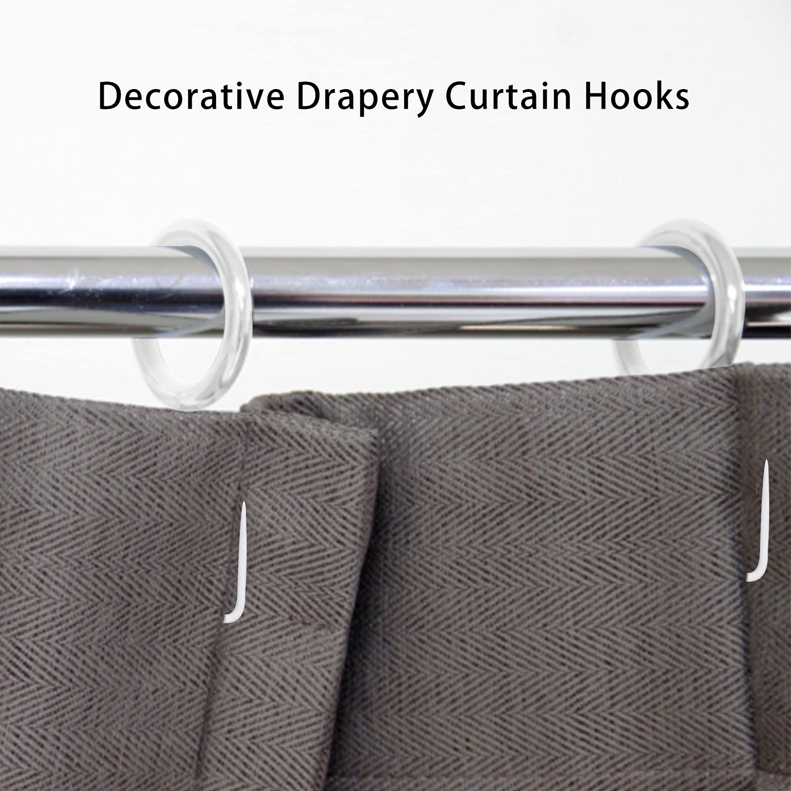 60 Pcs Metal Drapery Rings & Curtain Hooks - 30mm White Curtain Hanging Rings for Rods | Perfect for Living Room, Bedroom & Window Decor