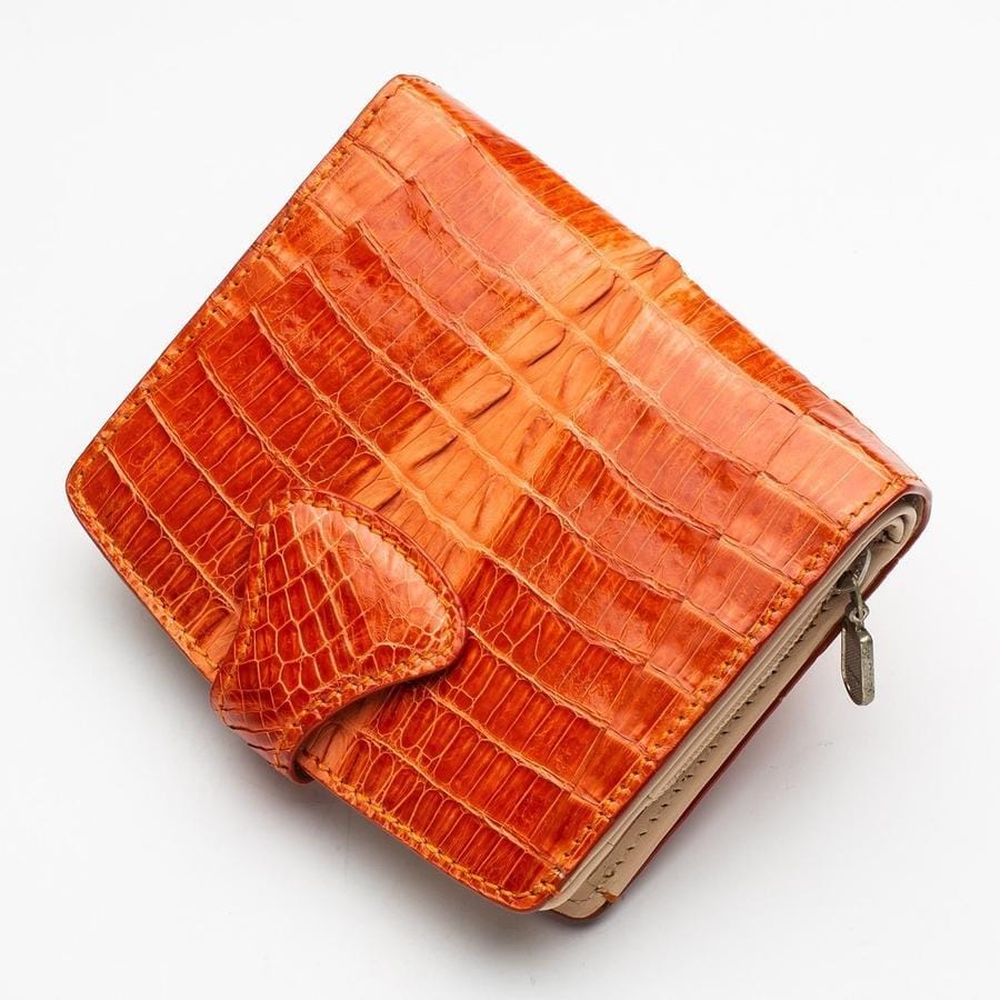 Two Tone Orange Crocodile Leather Women's Wallet - Luxury Bifold Wallet for Women - Perfect for Everyday Use, Travel & Gift Giving