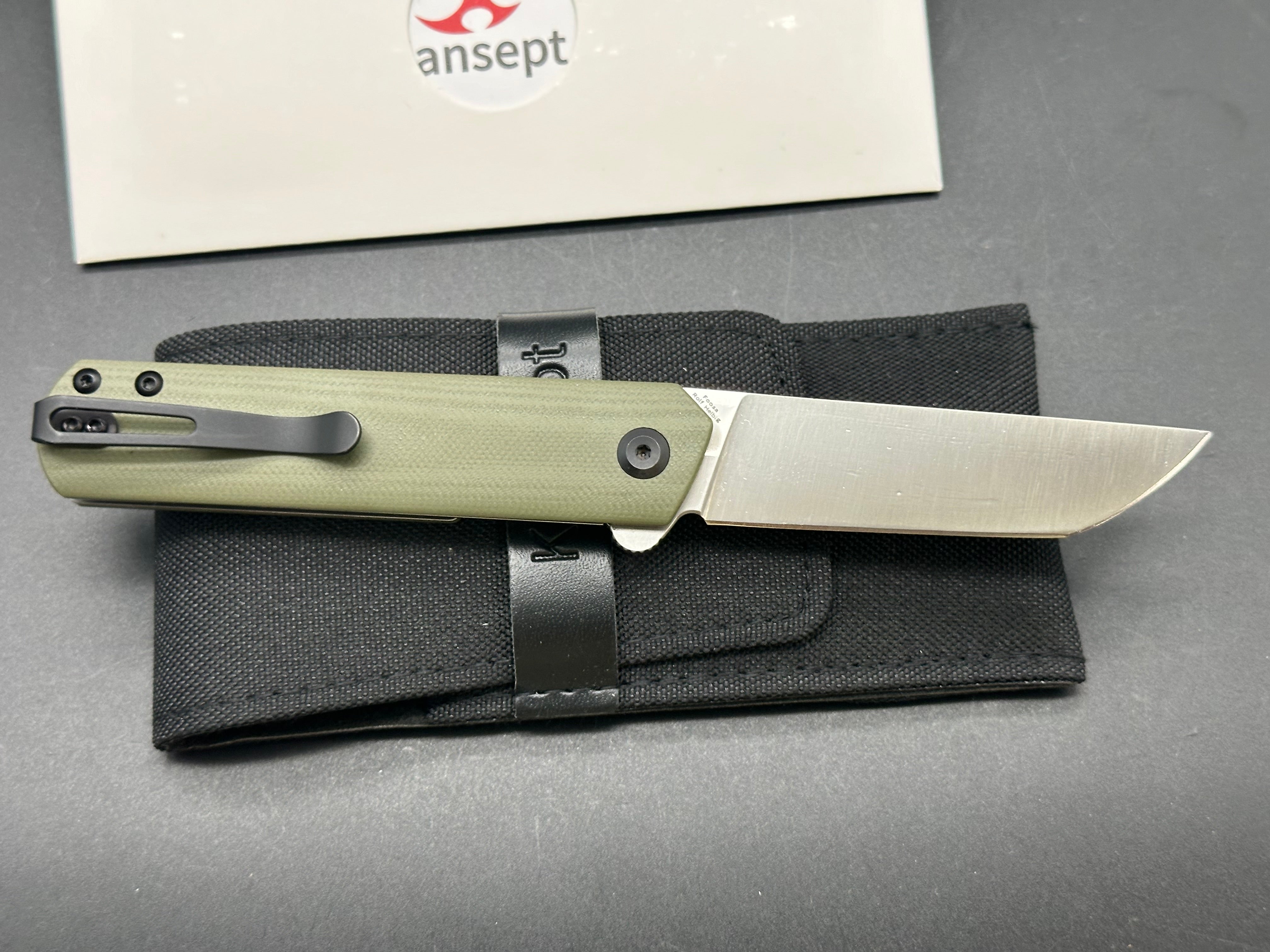 KANSEPT FOOSA Folding Pocket Knife - OD Green G10 Handle, 154CM Plain Edge Blade - EDC, Camping, Hiking & Outdoor Survival Tool