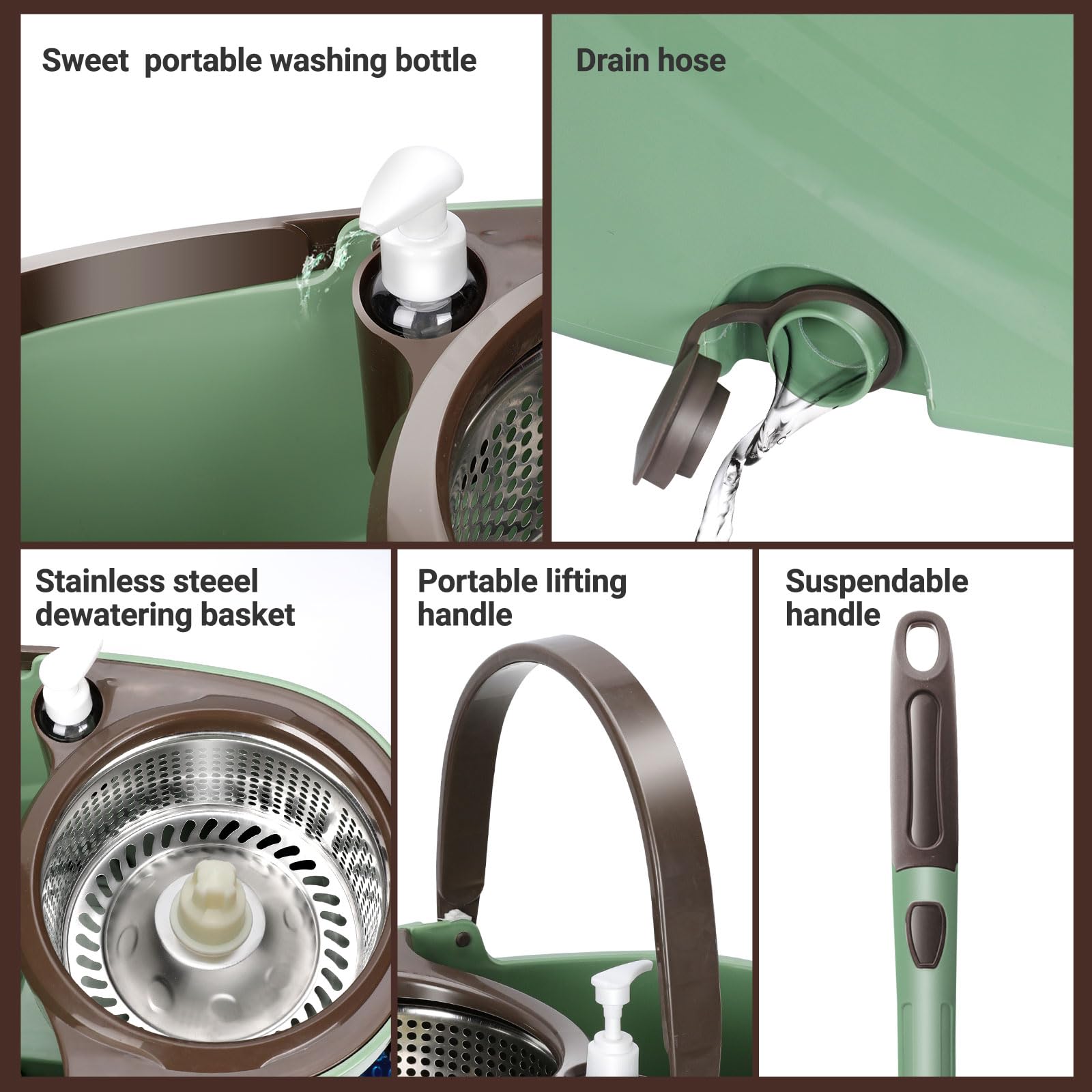 MASTERTOP Spin Mop and Bucket Set with Wringer - Floor Cleaning System with Foot Pedal, Easy Wring Spinning Mop, Adjustable Handle - Includes 5 Microfiber Mop Refills & 5 Cleaning Cloths - Perfect for Hardwood, Laminate & Tile Floors - Ideal for Kitchen, Bathroom & Household Cleaning
