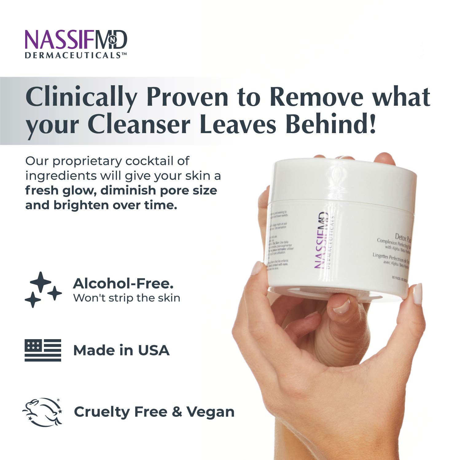 NassifMD Facial Radiance Pads & Glycolic Acid Face Wash Set - Exfoliating Skincare Duo for Glowing Skin | Perfect for Daily Cleansing & Brightening Routine