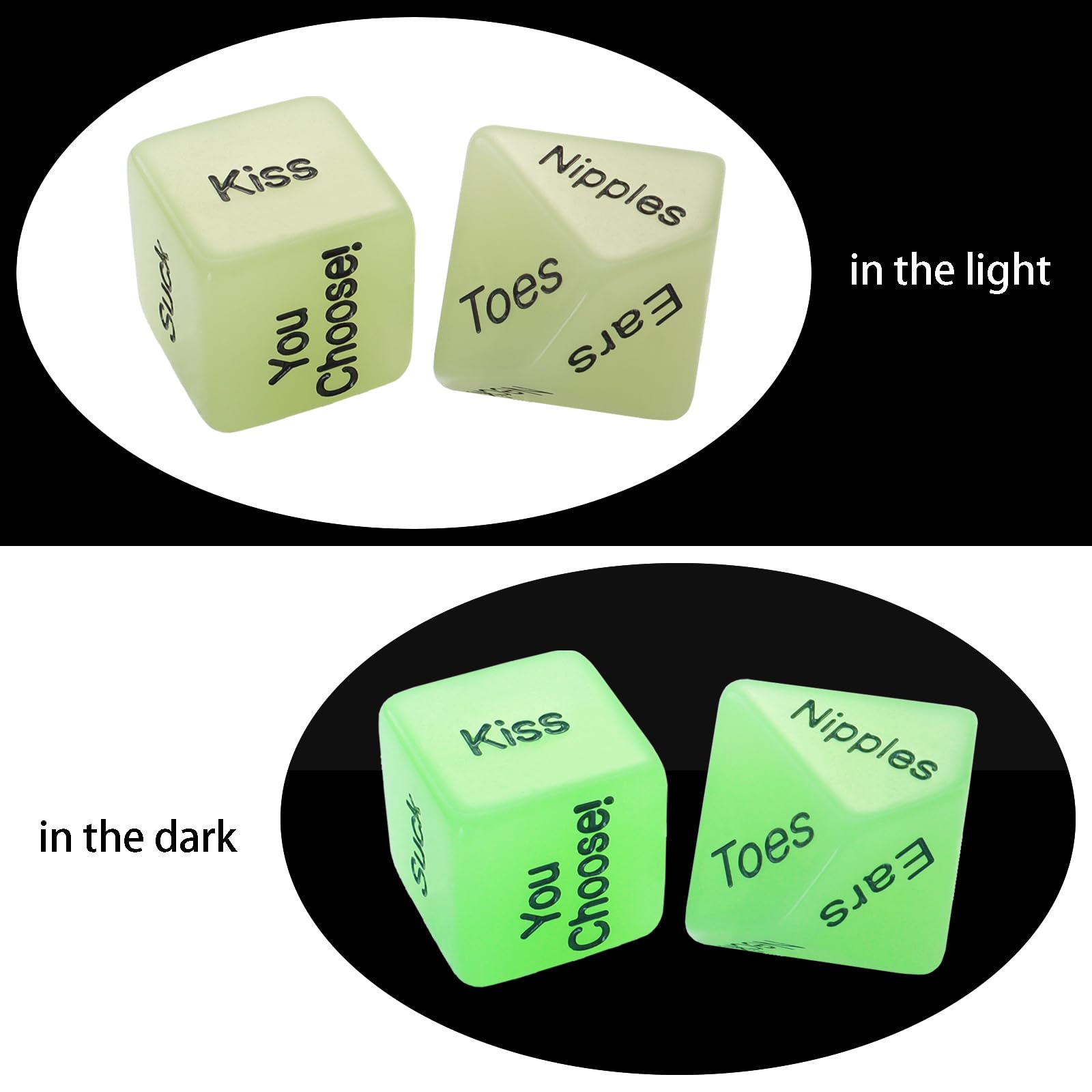 Fun Glow in The Dark Sex Dice Set for Couples - 60 Exciting Ways to Play | Romantic Adult Game for Anniversary, Valentine's Day & Date Nights | Perfect for Spicing Up Your Relationship