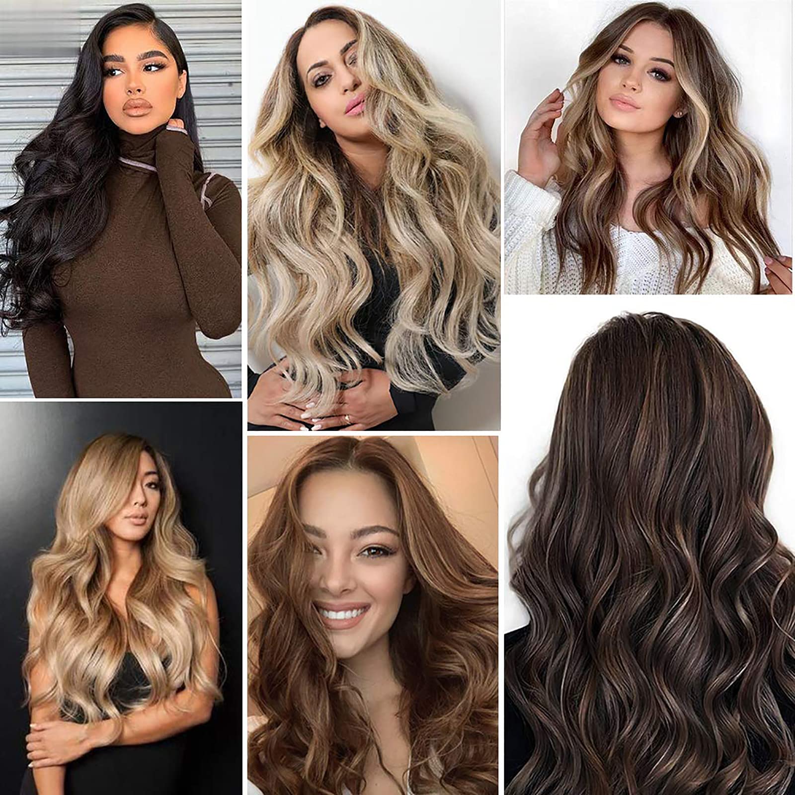 Tinashe 16-Inch Real Human Hair Straight Extensions - 90g Chocolate Brown to Caramel Blonde Ombre Invisible Wire Fish Line Clip-Ins for Volume & Length | Perfect for Daily Styling, Parties & Special Occasions