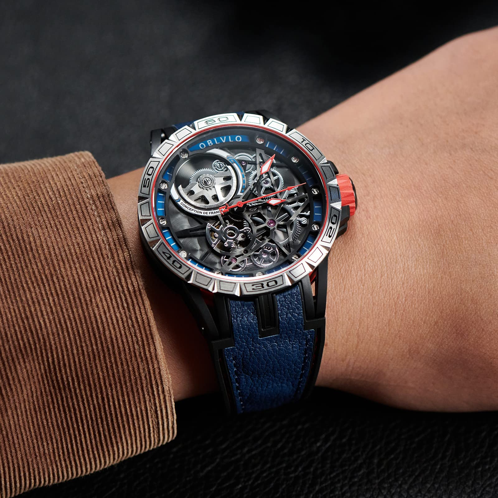 Luxury Automatic Skeleton Dial Steel Watch for Men - Top Brand Designer Wristwatch with Genuine Leather Strap - Perfect for Business, Formal Events & Everyday Wear