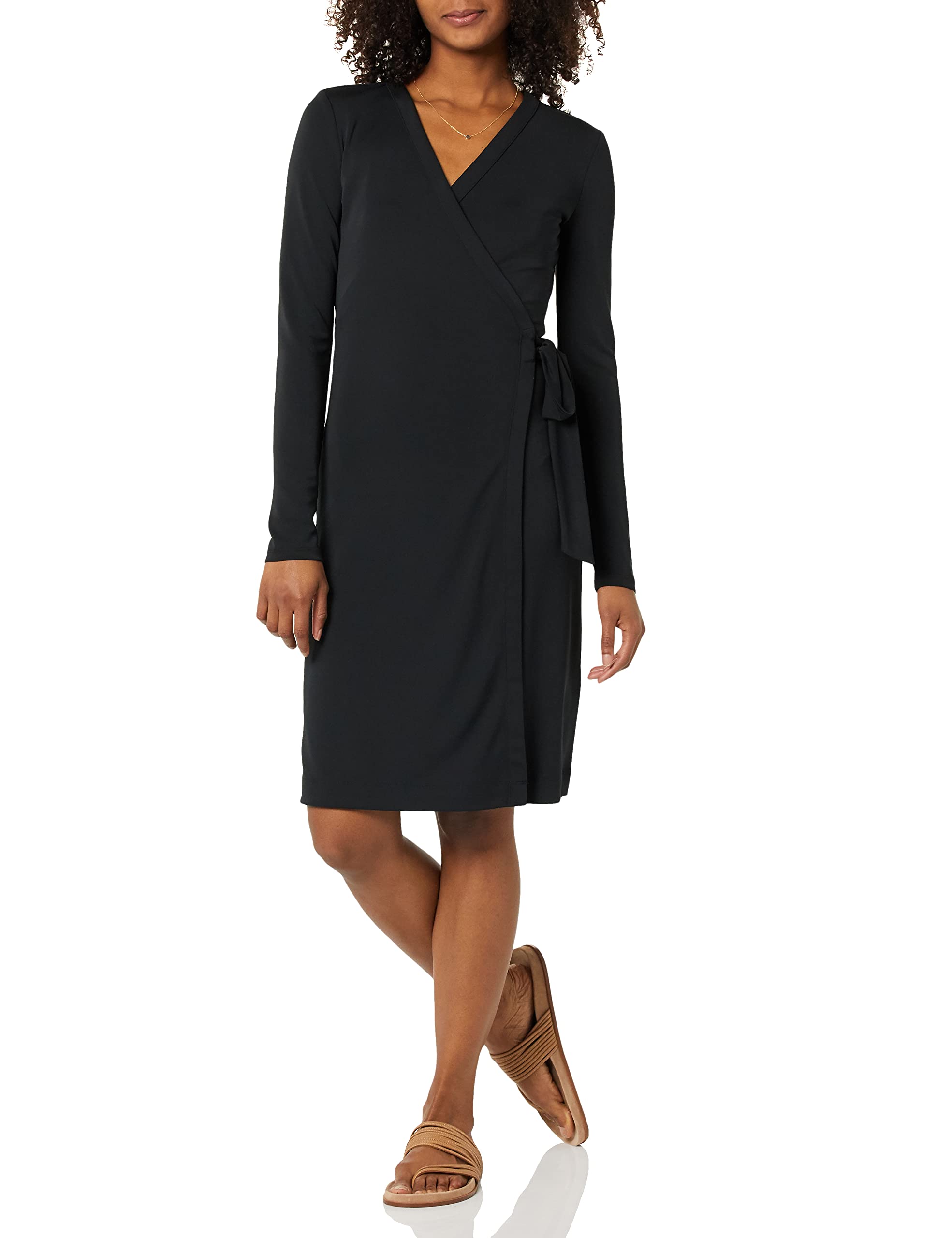 Amazon Essentials Women's Long-Sleeve Wrap Dress - Flattering Casual & Office Wear for Women | Perfect for Work, Date Night & Special Occasions