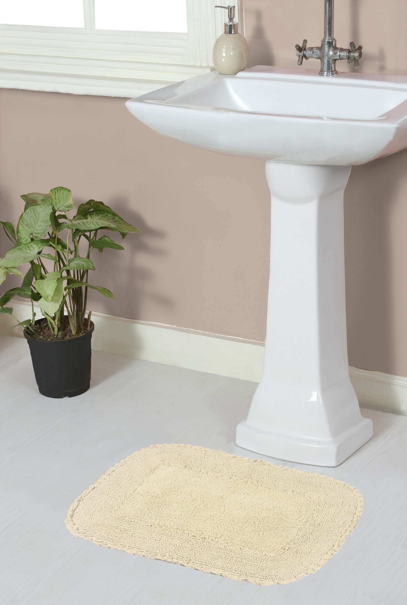 Premium 100% Cotton Bathroom Rugs Set - Ultra Soft & Absorbent Non-Slip Bath Mat - Machine Washable 17