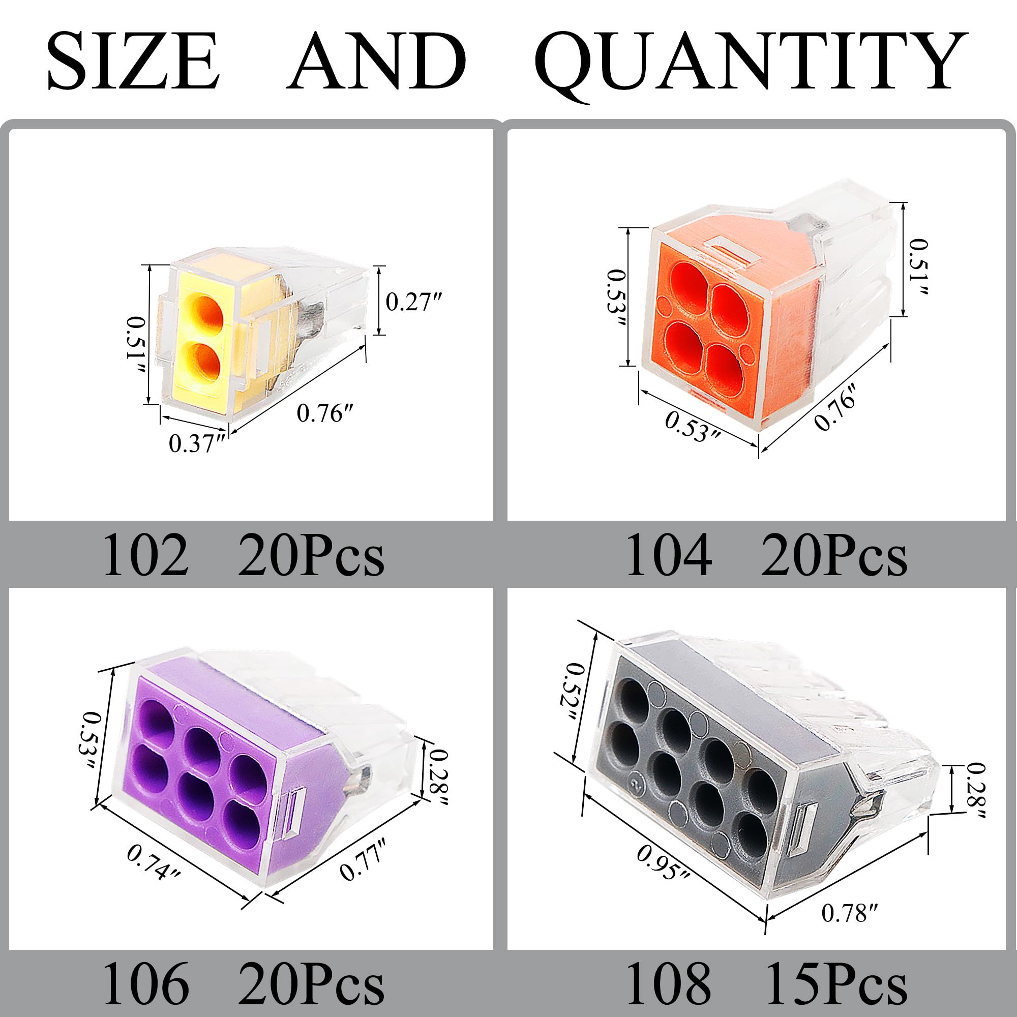75PCS Push-in Wire Connectors - 2/4/6/8 Port Quick Connect Electrical Terminals for Solid & Stranded Wires - Non-Twist Conductor Assortment Kit - Perfect for Home Wiring, DIY Electrical Projects & Appliance Repairs
